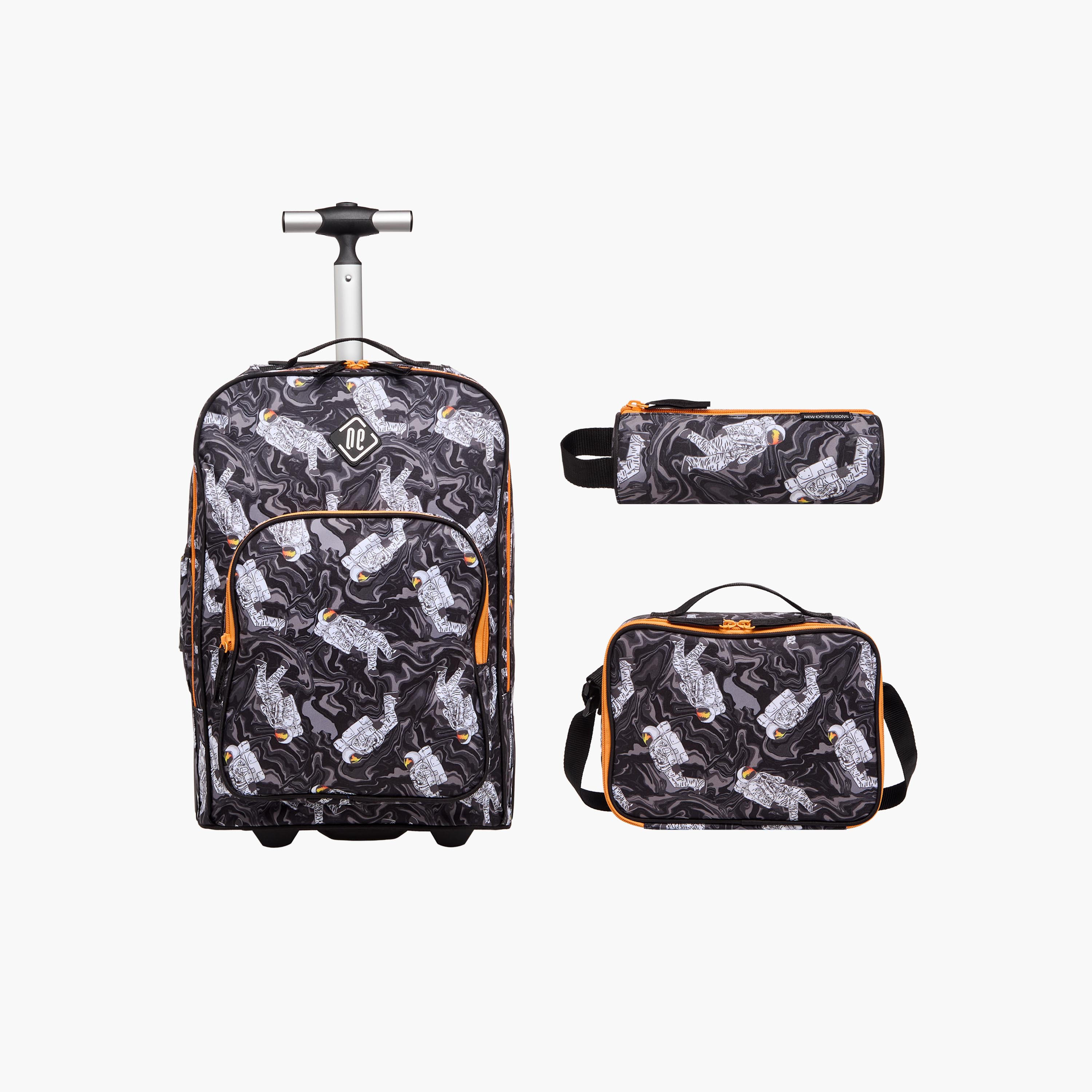 Gamer Print Trolley Backpack with Lunch Bag and Pencil Pouch-school-bagsandbackpacks-sets-image-1