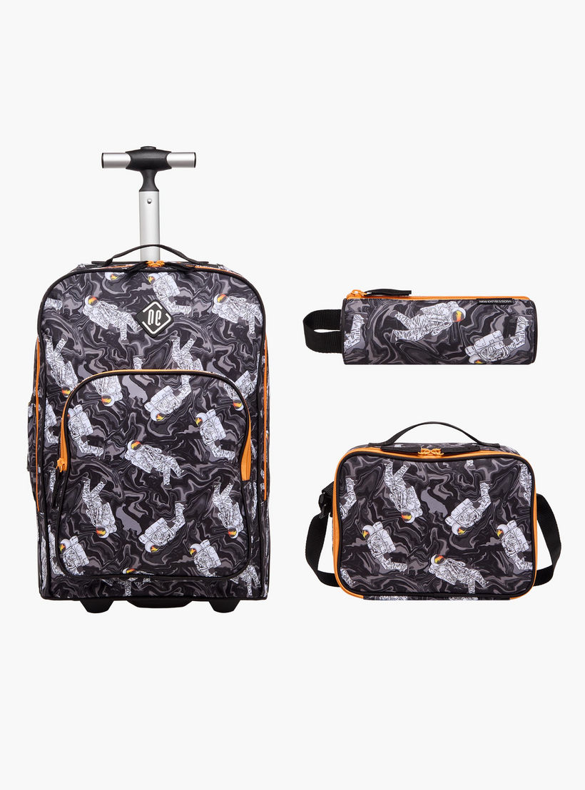 Gamer Print Trolley Backpack with Lunch Bag and Pencil Pouch-school-bagsandbackpacks-sets-image-1