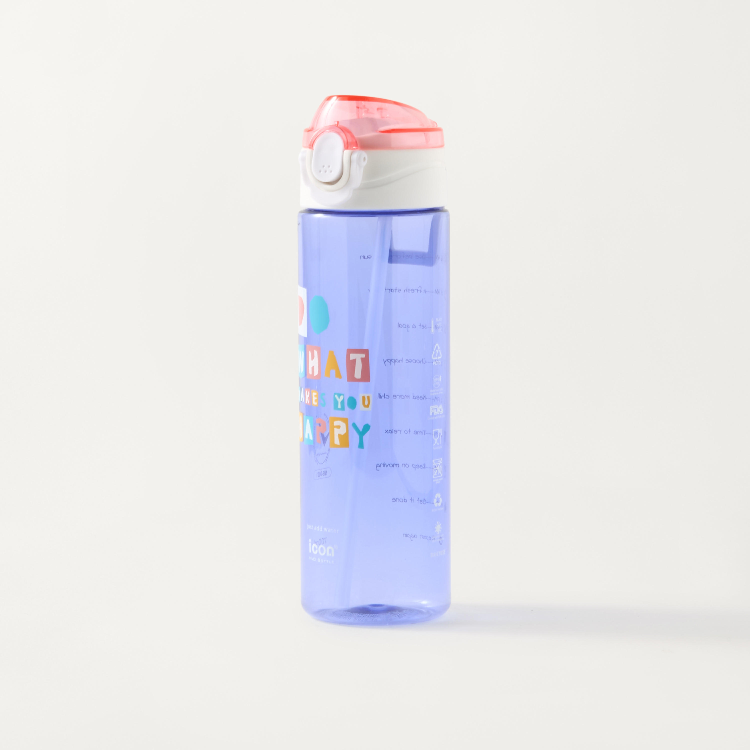 Icon Slogan Print Sipper Water Bottle with Flip Lid Closure - 700 ml-school-waterbottles-image-1