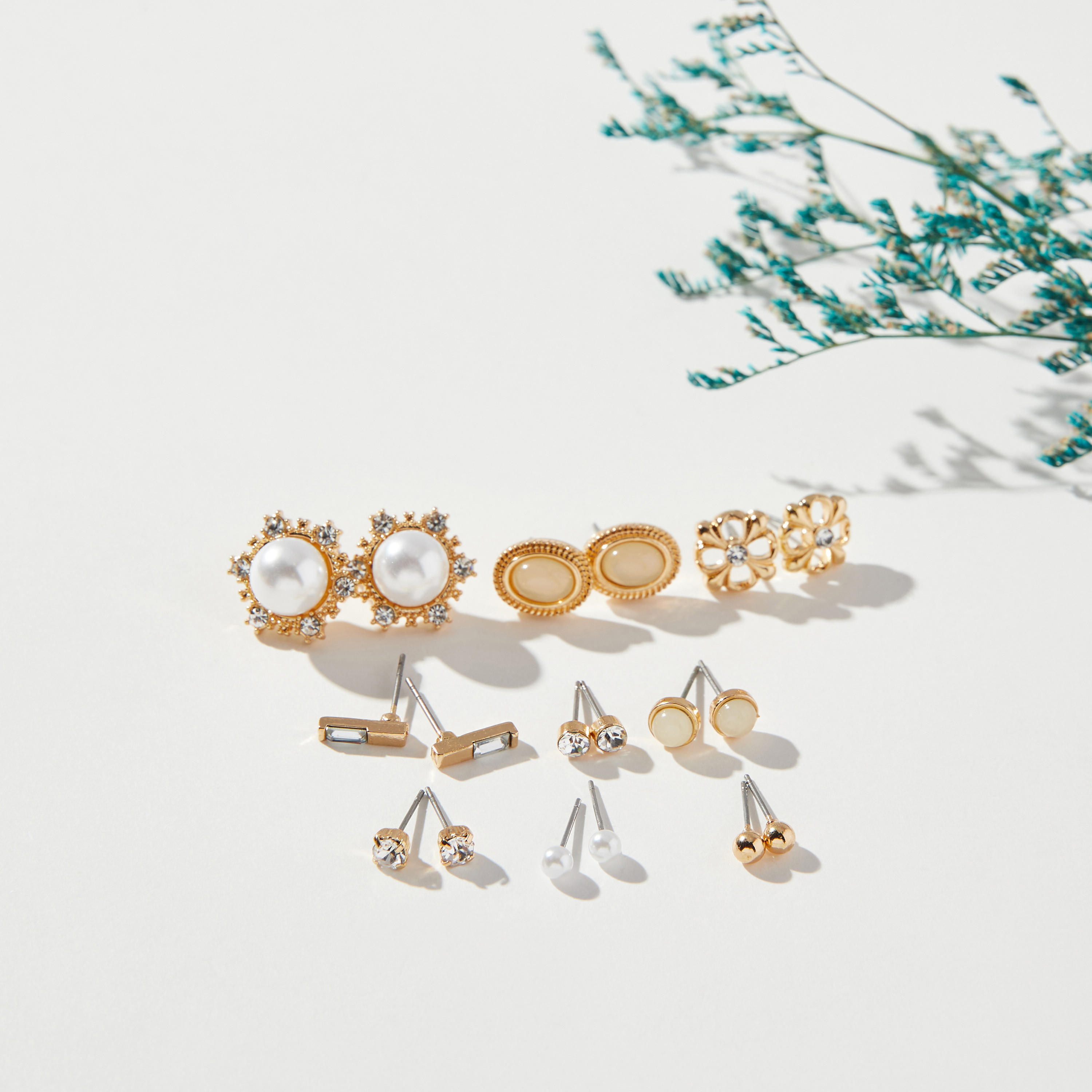 حلقان متنوعة - طقم من 9 زوج-women-watchesandjewellery-jewellery-earrings-image-1