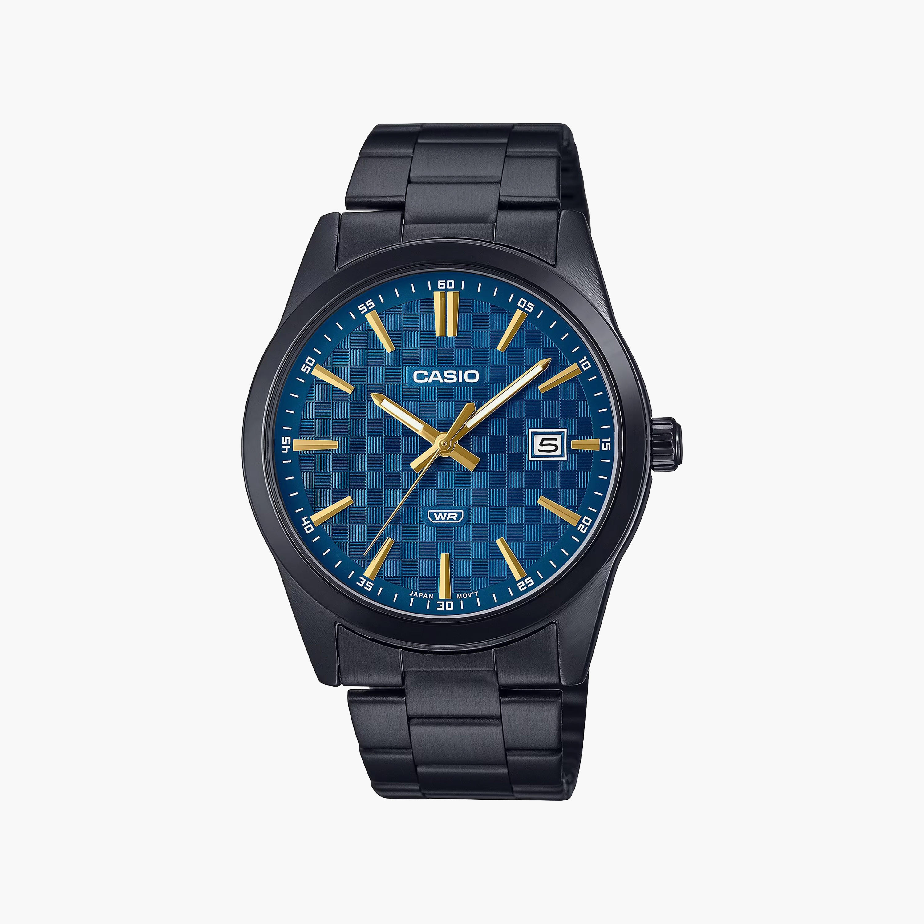 Casio Men's Black Analog Stainless Steel Strap Watch | MTP-VD03B-2AUDF-men-watchesandjewellery-watches-image-1