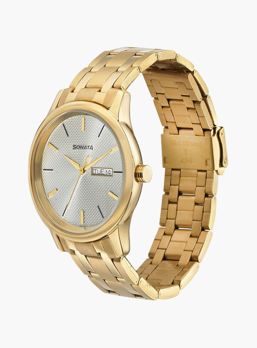 Sonata Men's Gold Analog Stainless Steel Strap Watch | 7134YM03 | 40 MM-men-watchesandjewellery-watches-image-2