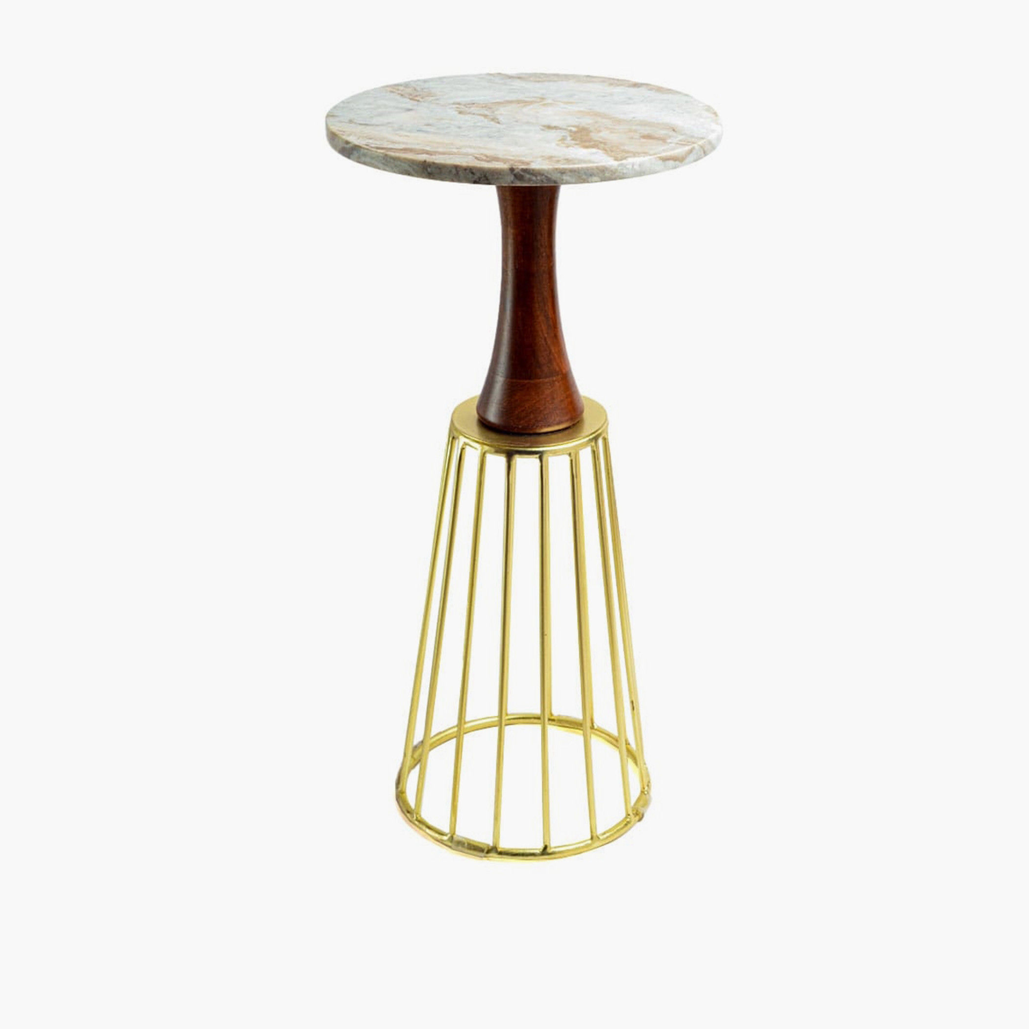 طاولة جانبية بسطح رخام مستدير من هوم كارفينج - 30x60 سم-furniture-livingroom-sideandendtables-image-1