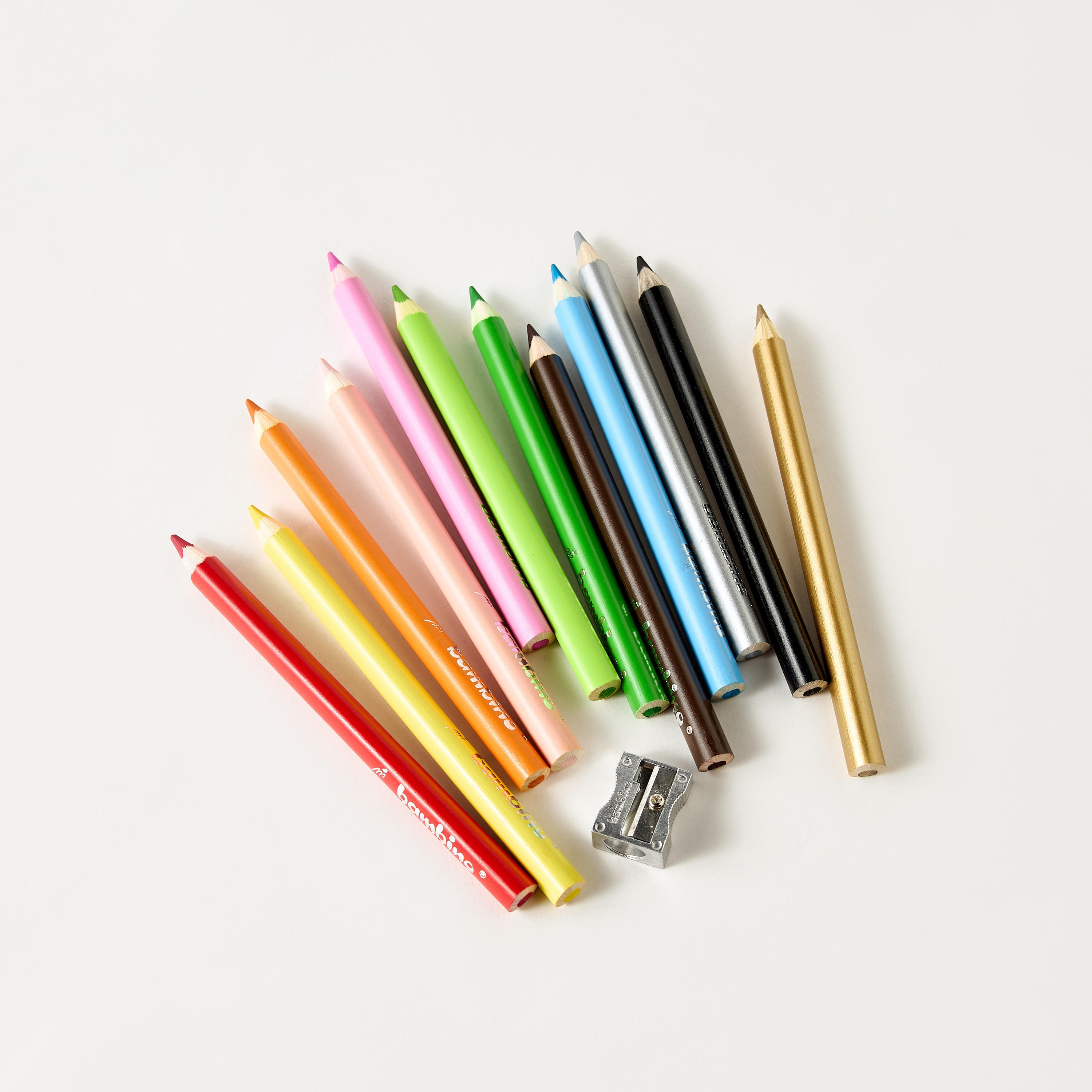 مجموعة أقلام تلوين 12 قطعة ومبراة من بامبينو-school-stationery-pencilcases-image-2