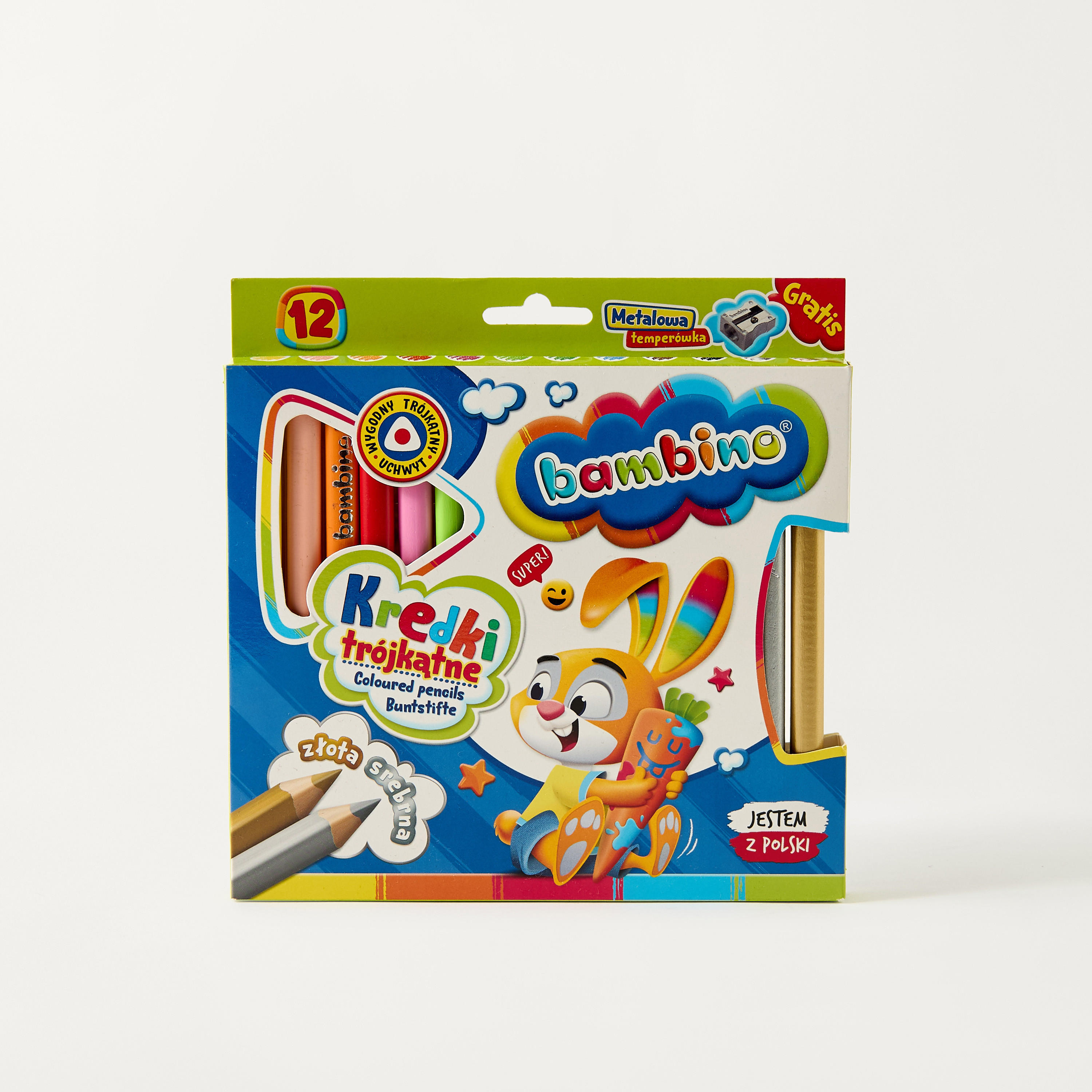 مجموعة أقلام تلوين 12 قطعة ومبراة من بامبينو-school-stationery-pencilcases-image-5