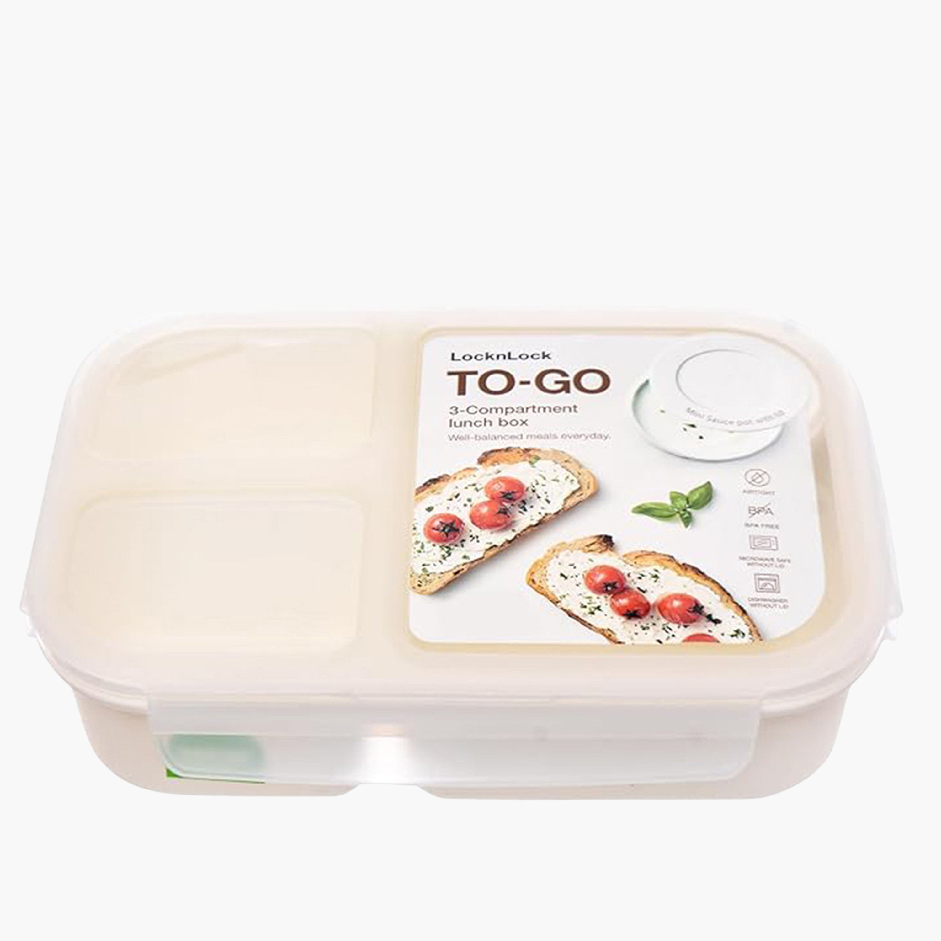 صندوق غداء 3 أقسام بغطاء بقفل بمشبك من من لوك آند لوك - 980 مل-school-lunchessentials-lunchboxes-image-1