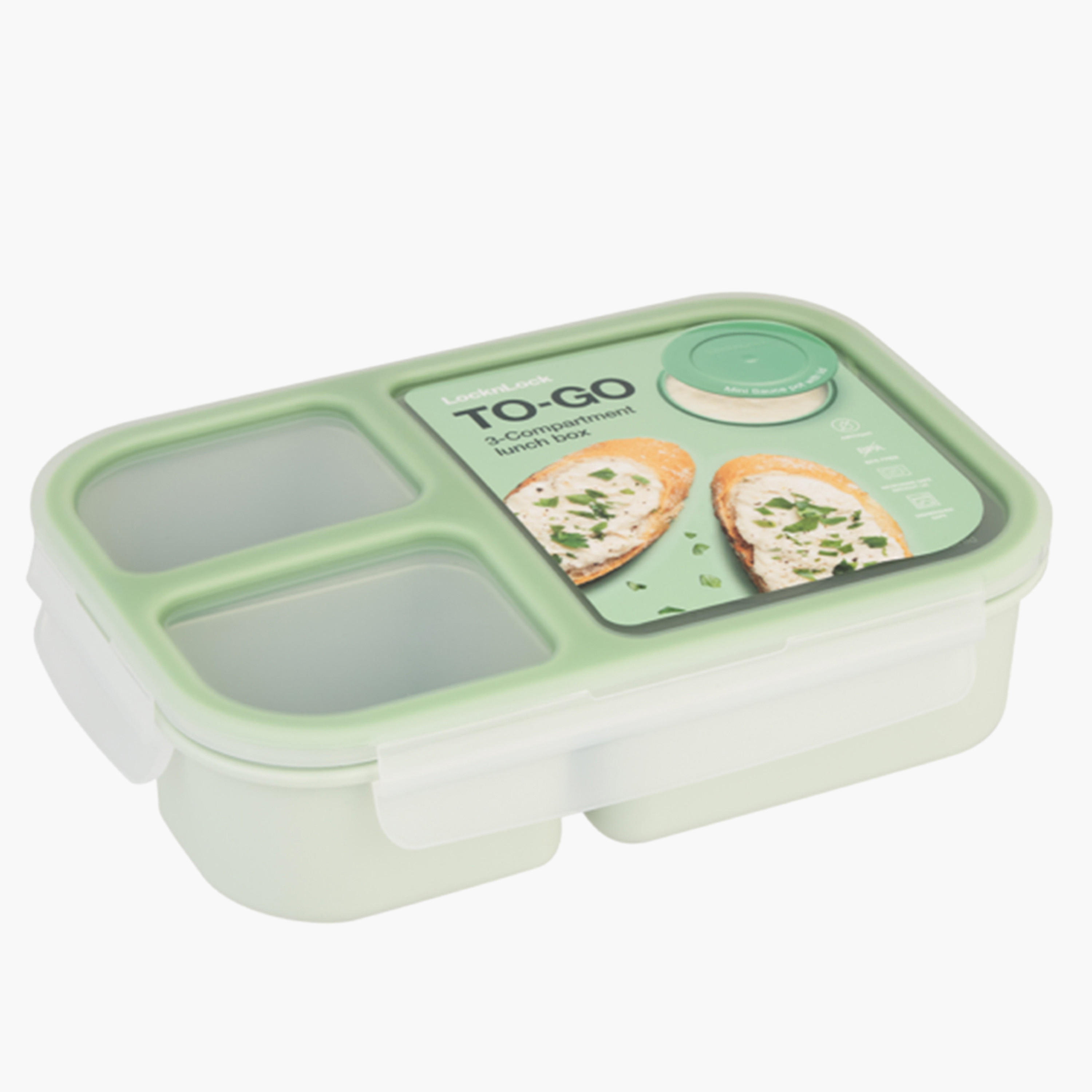 LocknLock Rectangular 3-Compartment Lunch Box with Clip Lock Lid - 980 ml-school-lunchessentials-lunchboxes-image-1