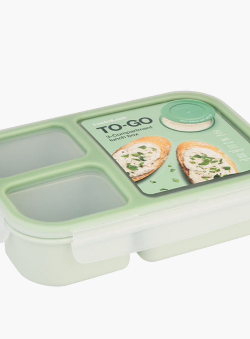 LocknLock Rectangular 3-Compartment Lunch Box with Clip Lock Lid - 980 ml-school-lunchessentials-lunchboxes-image-1