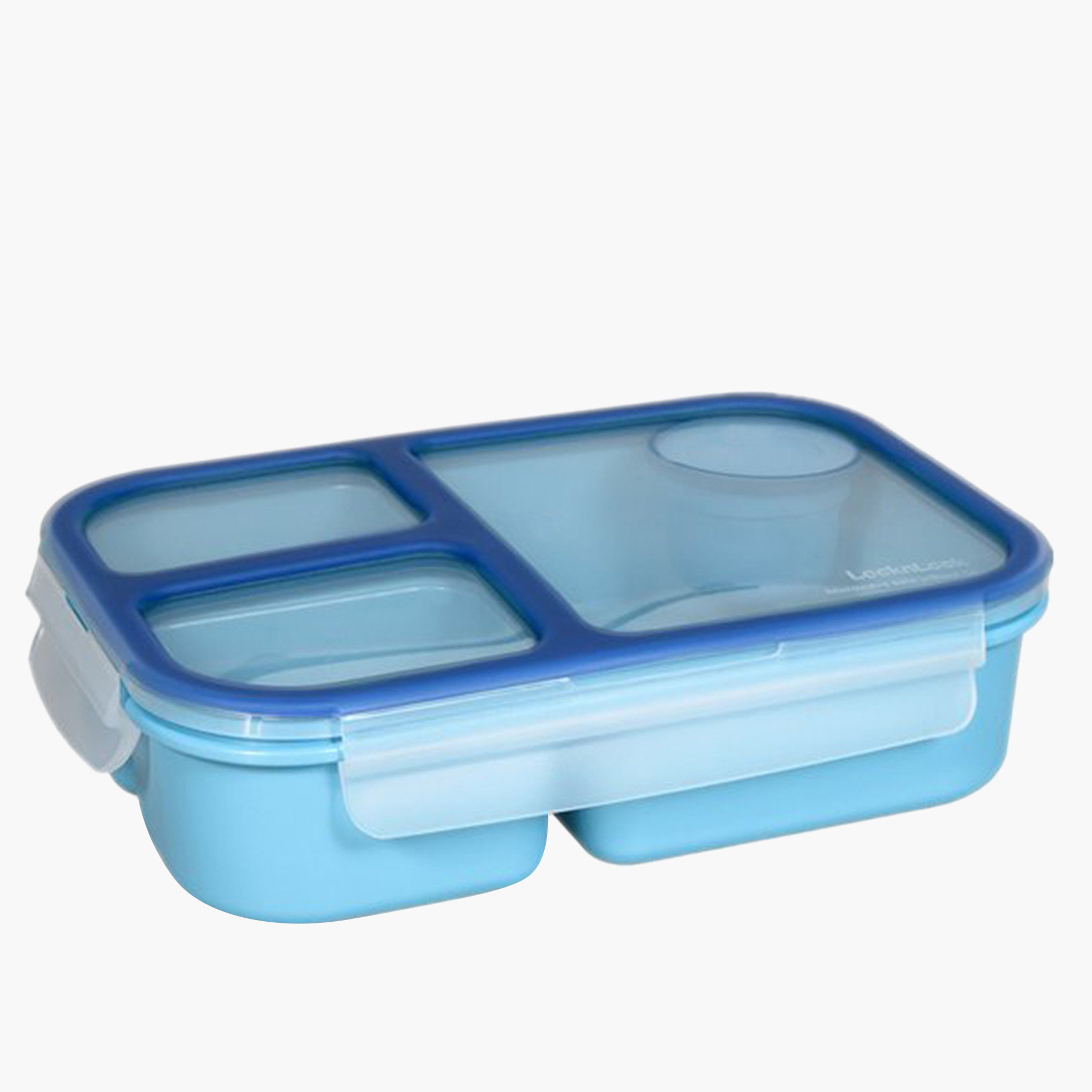 LocknLock Solid Divided Lunch Box with Clip Lock Lid - 980 ml-school-lunchessentials-lunchboxes-image-1
