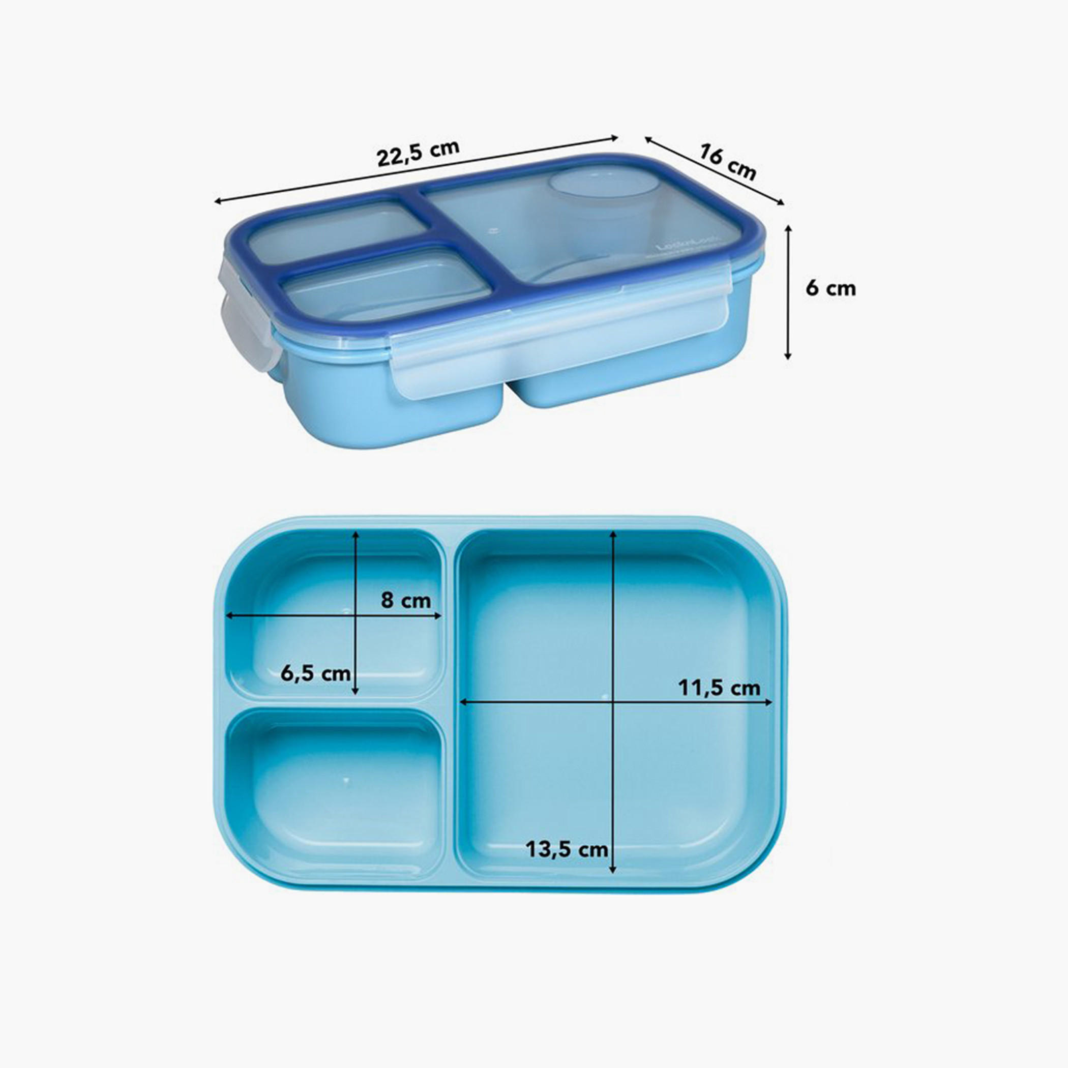 LocknLock Solid Divided Lunch Box with Clip Lock Lid - 980 ml-school-lunchessentials-lunchboxes-image-6