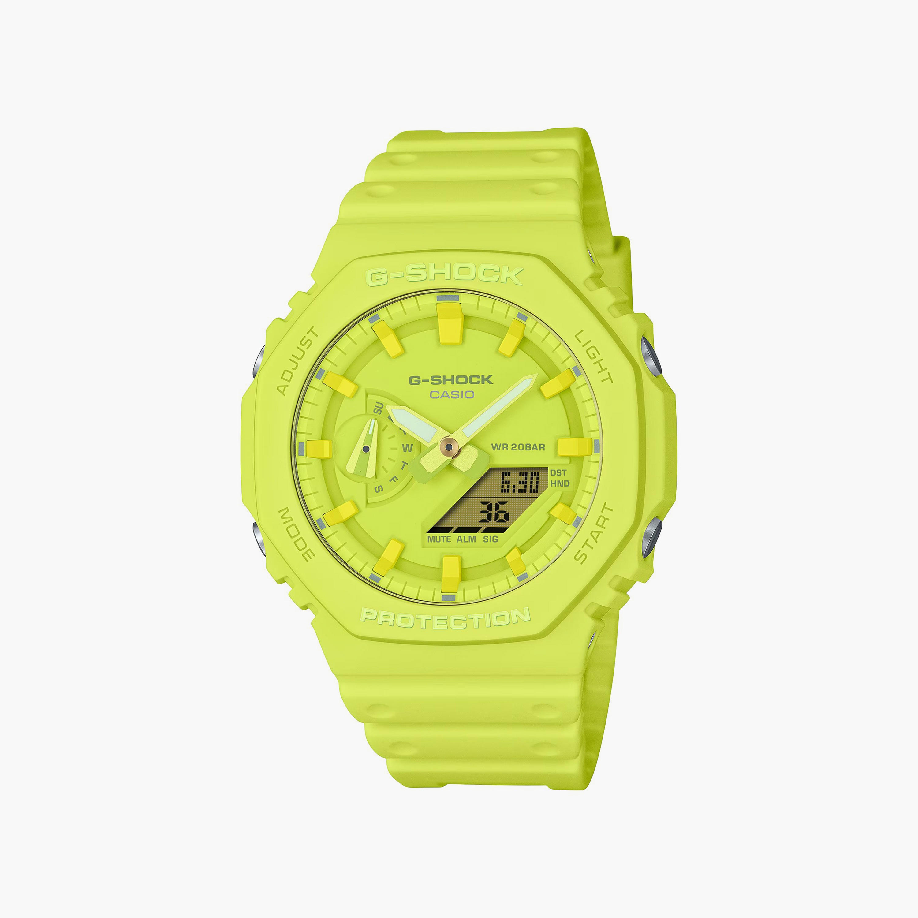 G-SHOCK Men's Yellow Analog-Digital Silicone Strap Watch | GA-2100-9A9-men-watchesandjewellery-watches-image-1