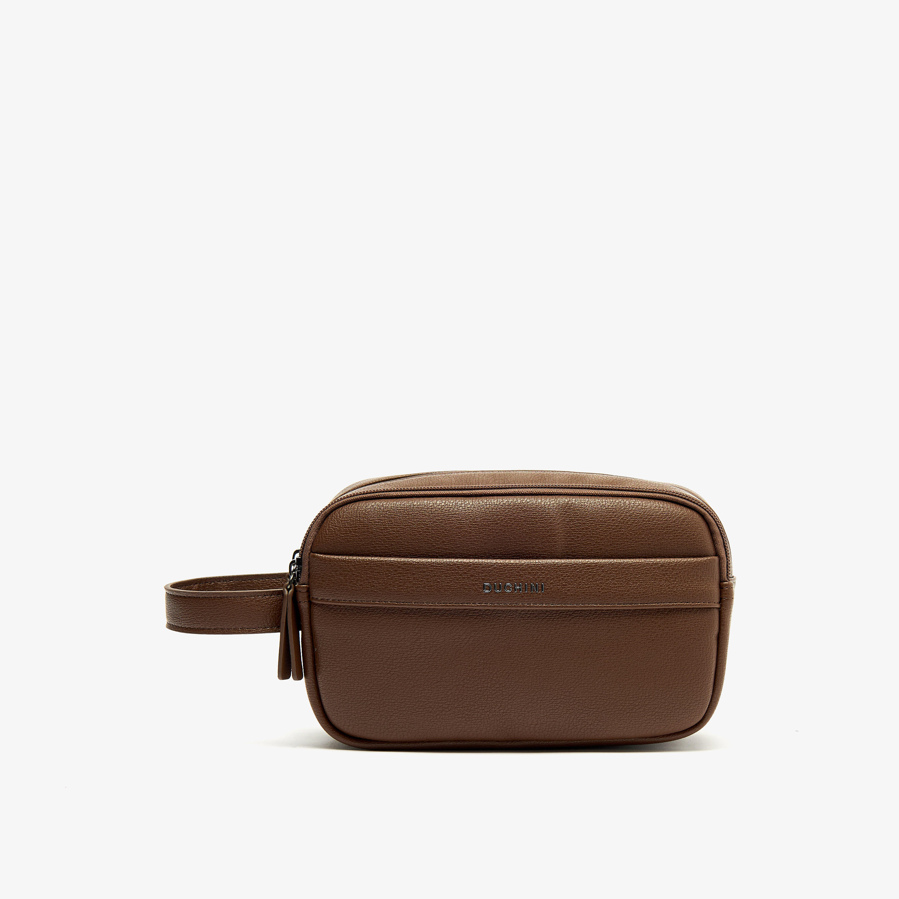 شنطة صغيرة سادة بسحاب إغلاق وحزام معصم من دوتشيني-men-bags-image-1