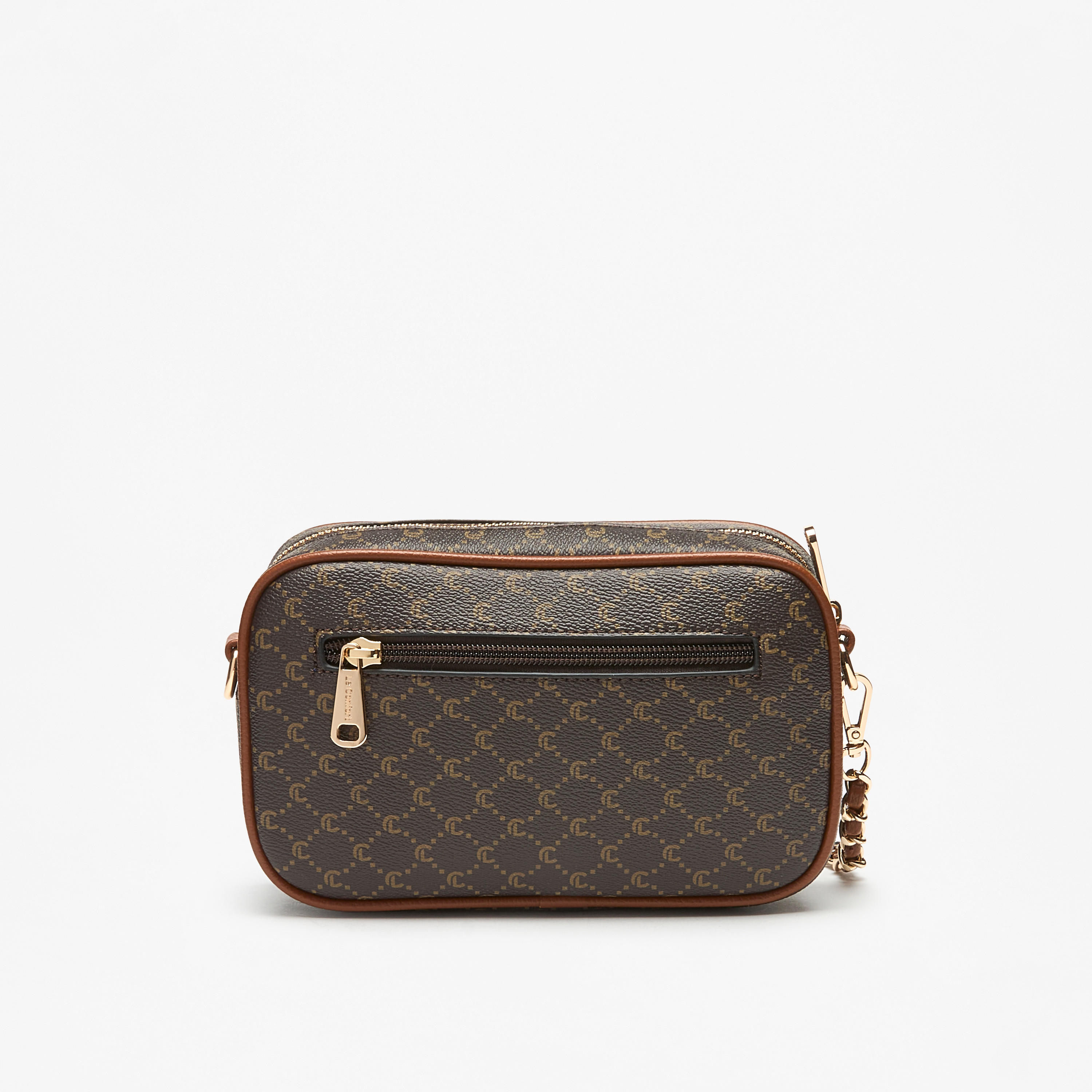 Le Confort All-Over Monogram Print Crossbody Bag with Chain Strap and Zip Closure-women-bagsandwallets-handbags-image-3