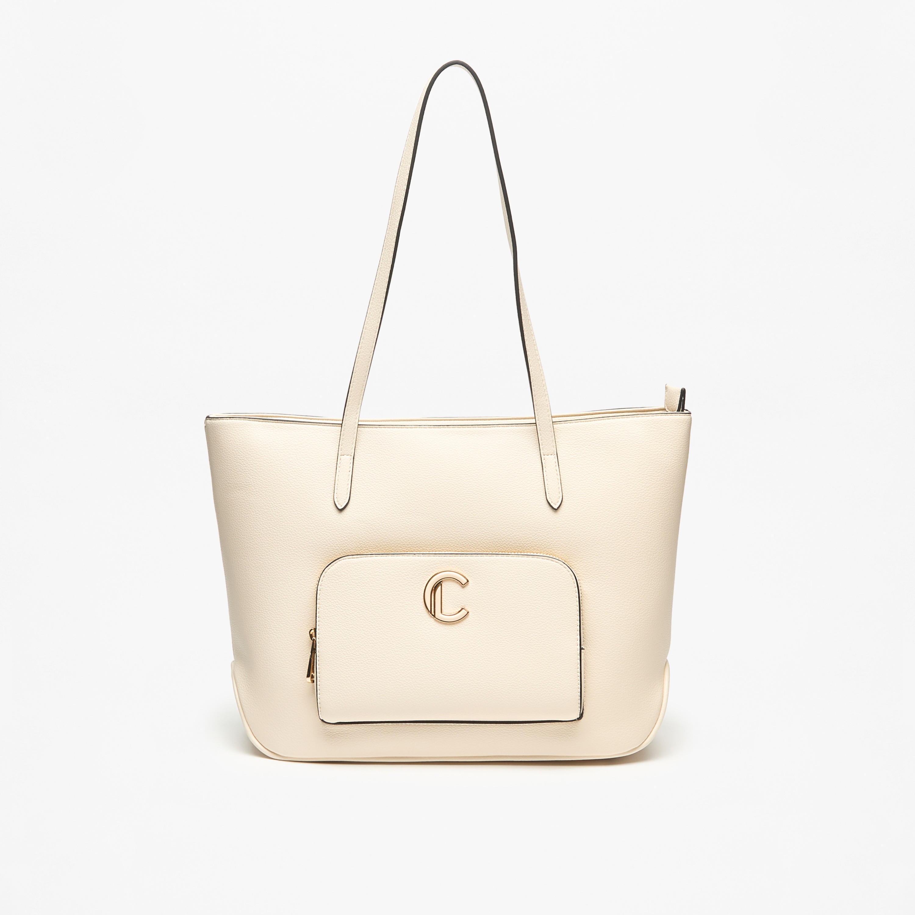 Le Confort Solid Tote Bag with Front Pocket and Zip Closure-women-bagsandwallets-handbags-image-1