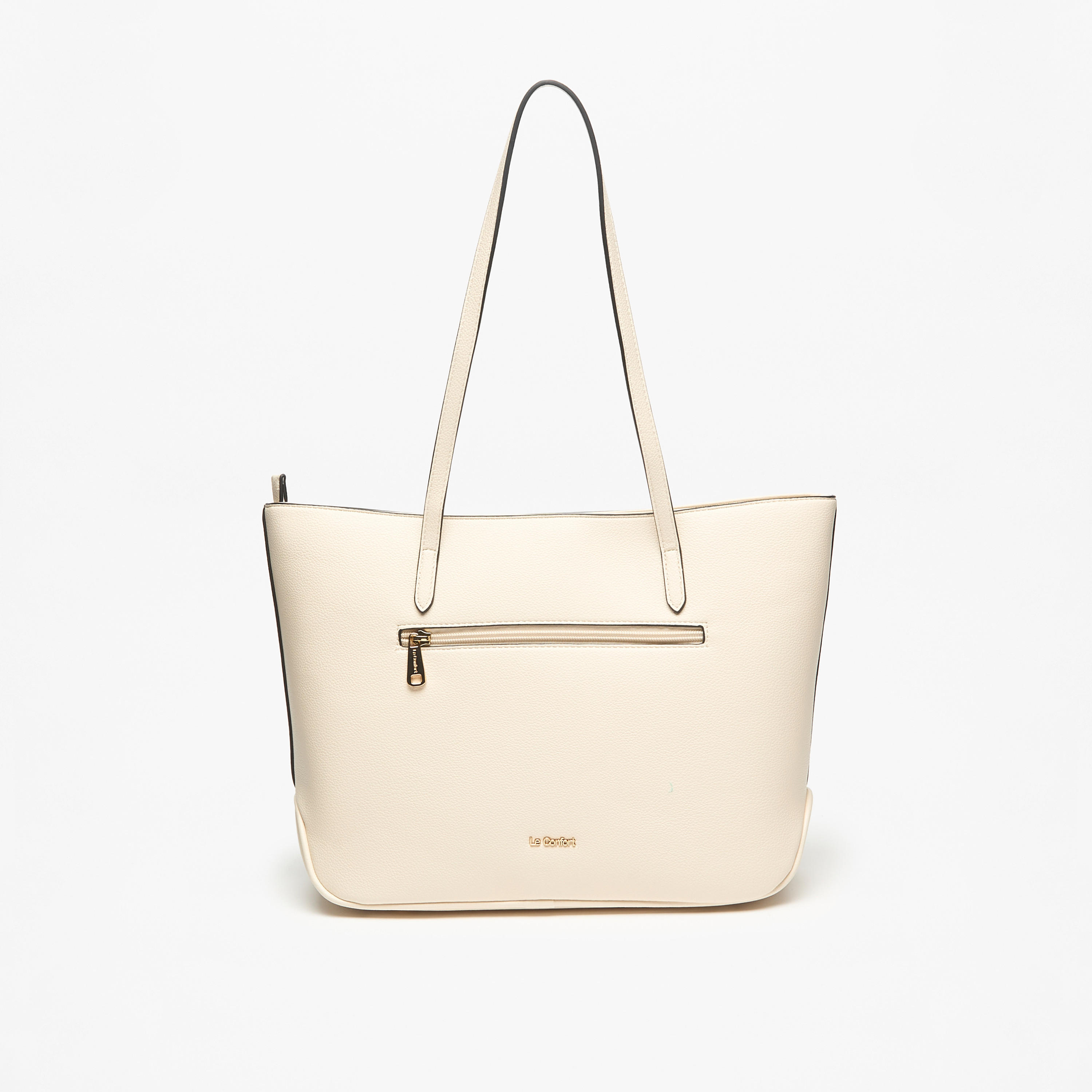Le Confort Solid Tote Bag with Front Pocket and Zip Closure-women-bagsandwallets-handbags-image-3