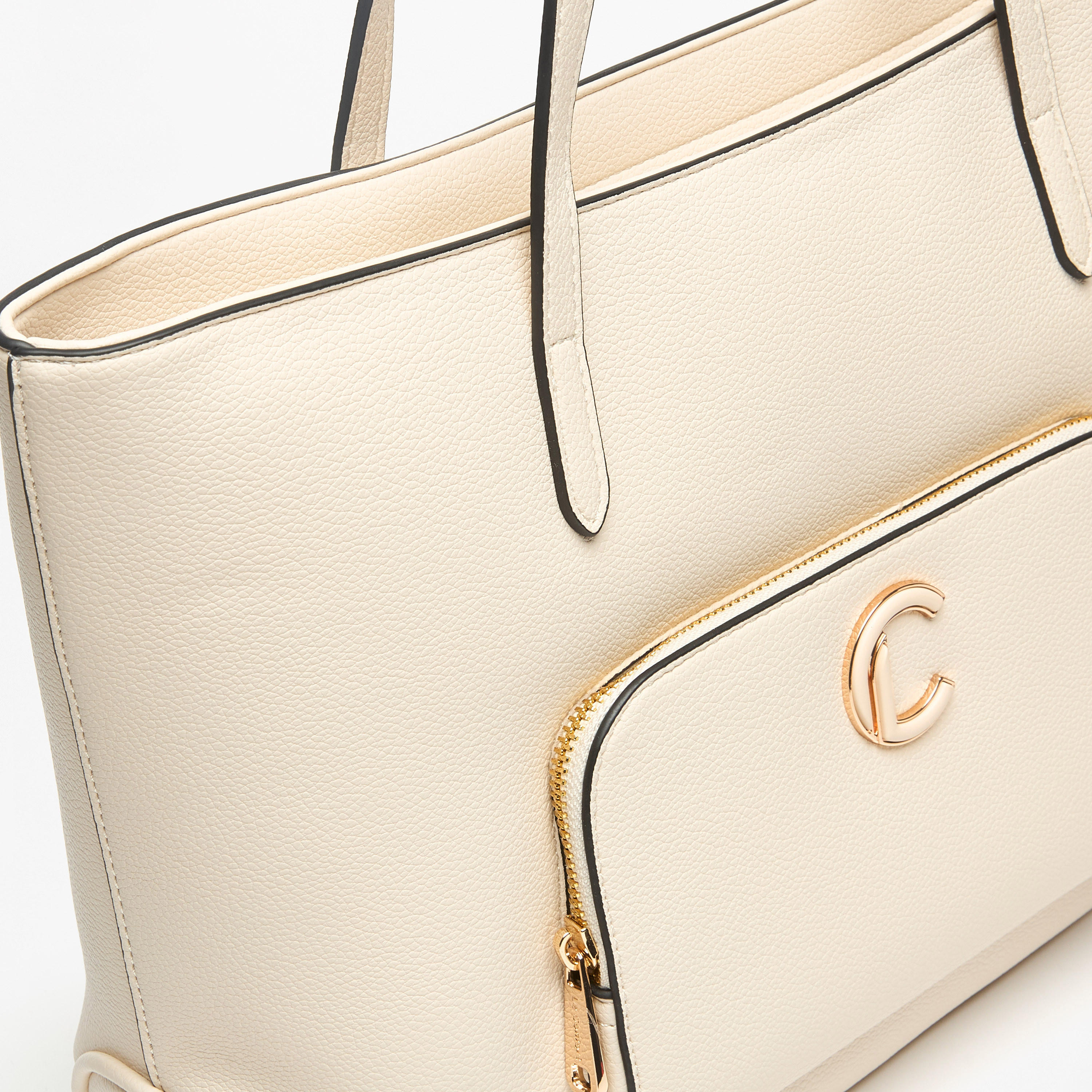 Le Confort Solid Tote Bag with Front Pocket and Zip Closure-women-bagsandwallets-handbags-image-4