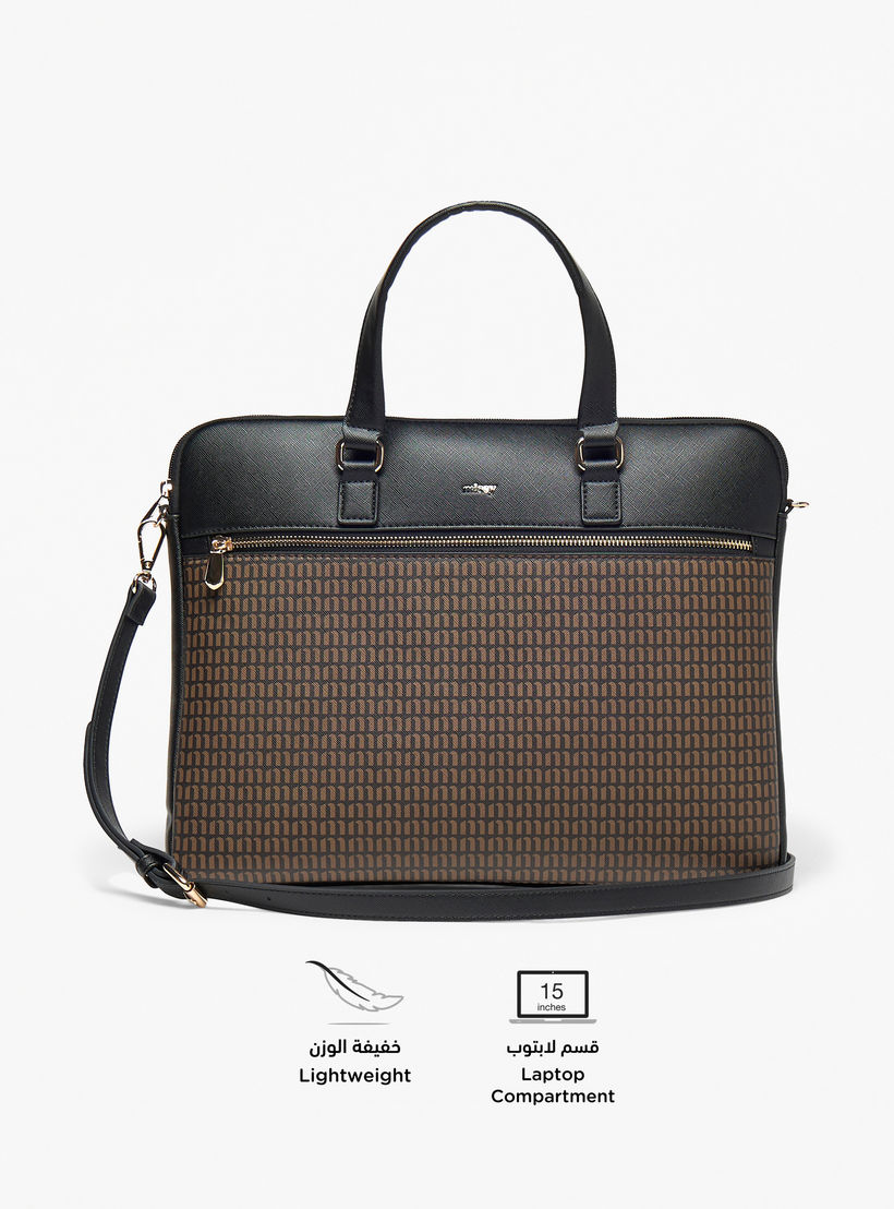 Missy Solid Laptop Bag with Detachable Strap and Zip Closure-women-bagsandwallets-handbags-image-2