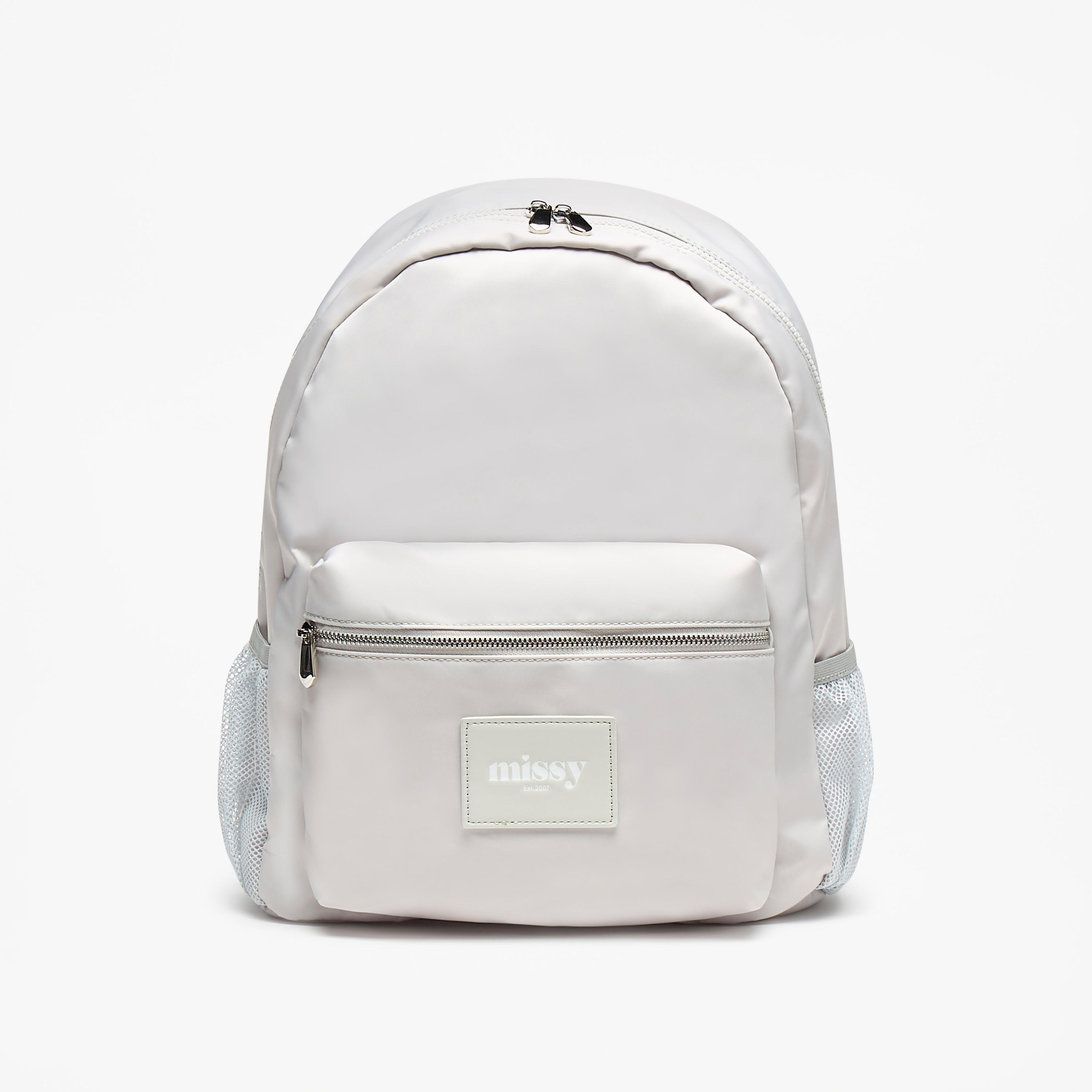 Missy Logo Applique Backpack with Adjustable Straps and Zip Closure - 31x40x13 cm-men-bags-image-1