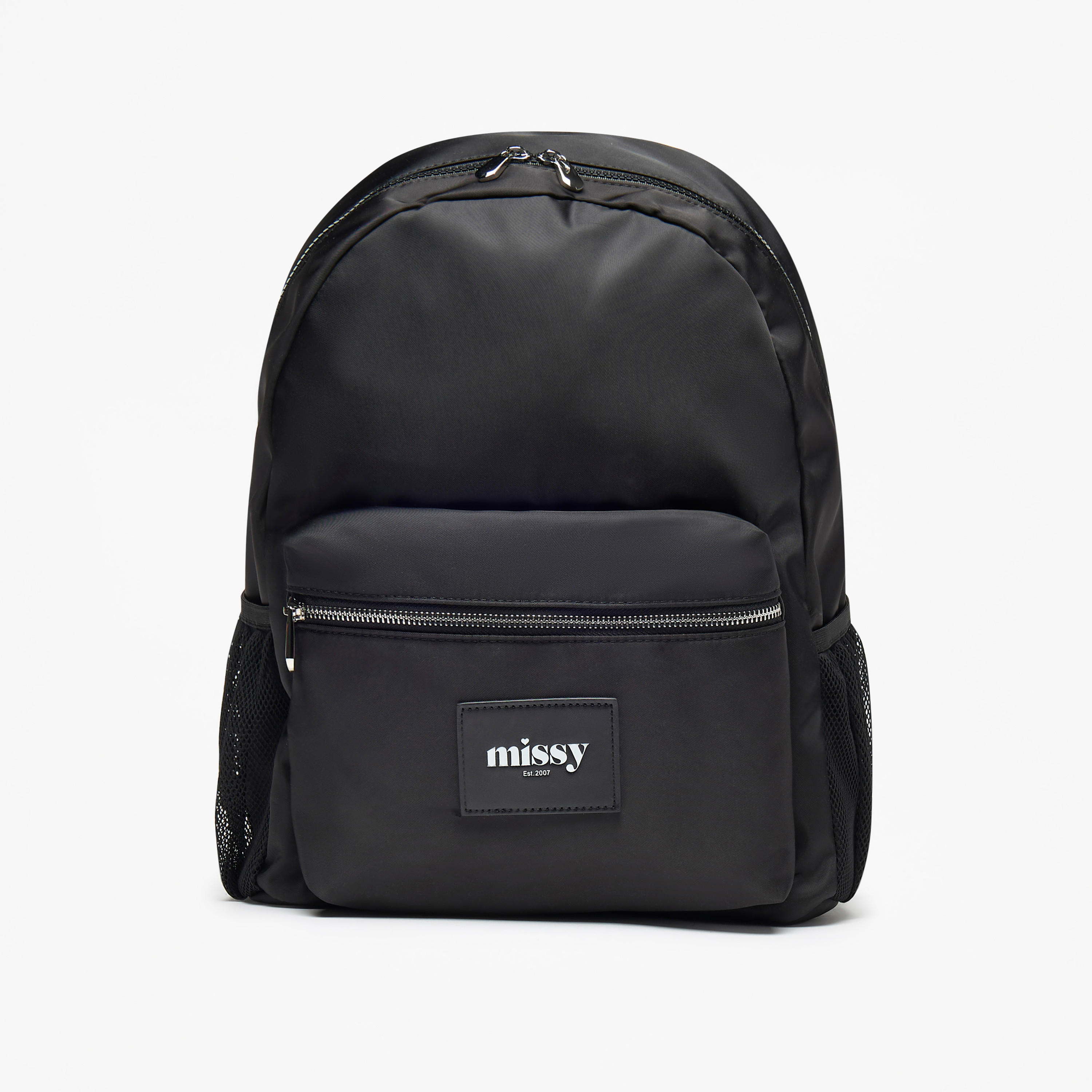 Missy Logo Applique Backpack with Adjustable Straps and Zip Closure - 31x40x13 cm-men-bags-image-1