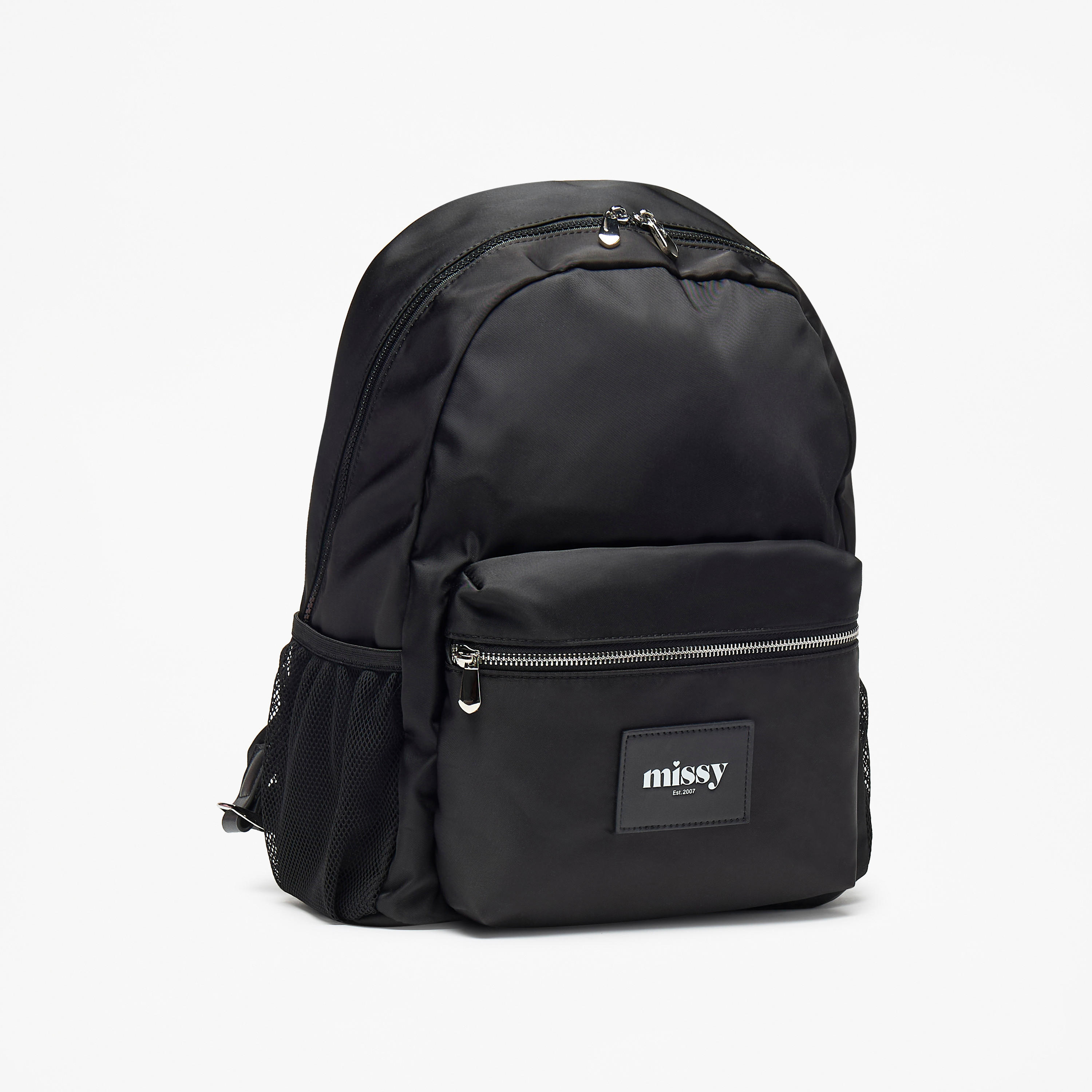 Missy Logo Applique Backpack with Adjustable Straps and Zip Closure - 31x40x13 cm-men-bags-image-3
