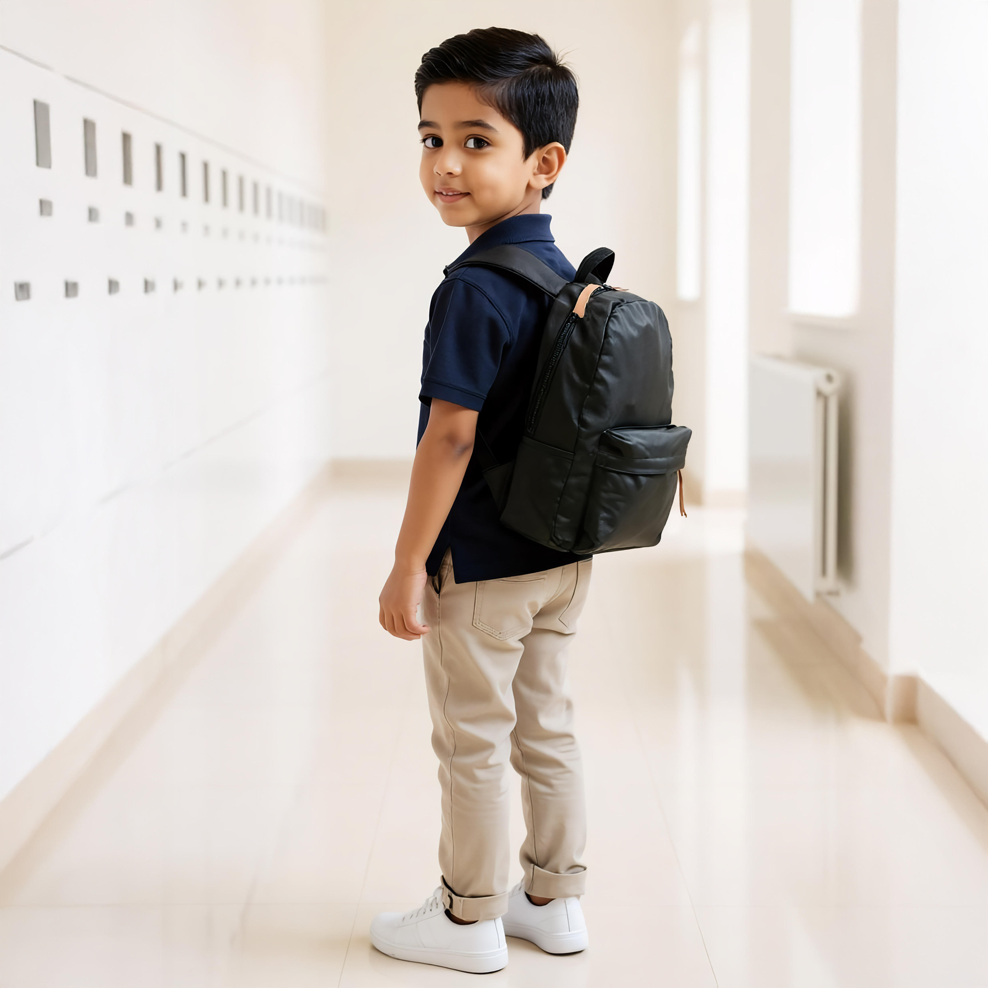 طقم شنطة ظهر مدرسية 12 قطعة سادة للأطفال 5-13 سنة مع شنطة غداء ومقلمة من سايلون-school-bagsandbackpacks-sets-image-2