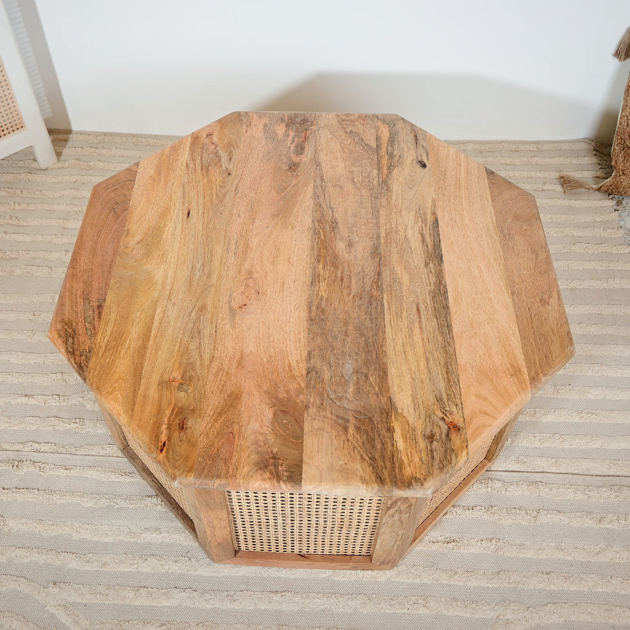 Home Carving Wooden Coffee Table with Rattan Detailing - 90x46 cm-furniture-livingroom-coffeetables-image-6