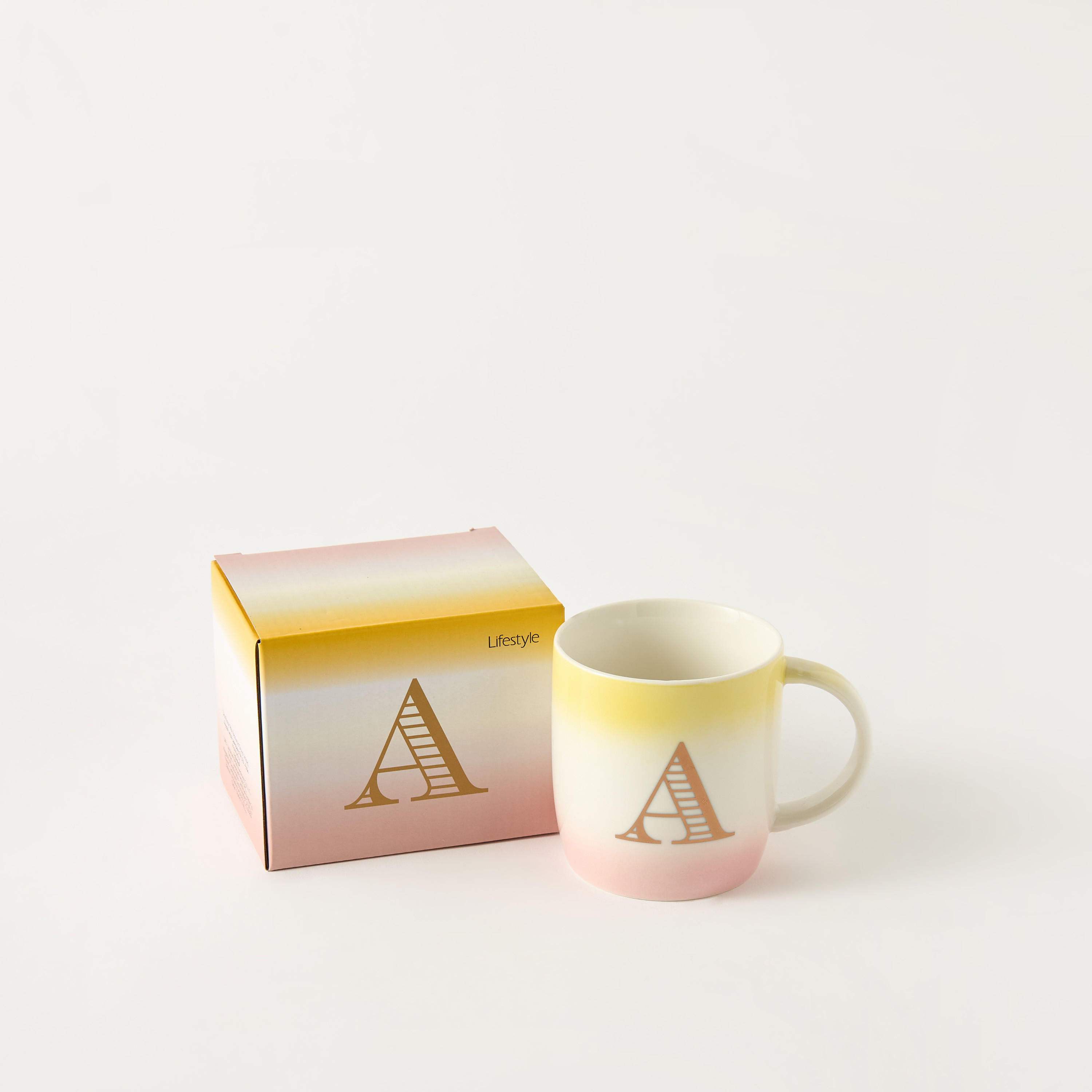 Colourblock Ceramic Mug with Initial A - 360 ml-household-dining-teaandcoffee-mugsandcups-image-2