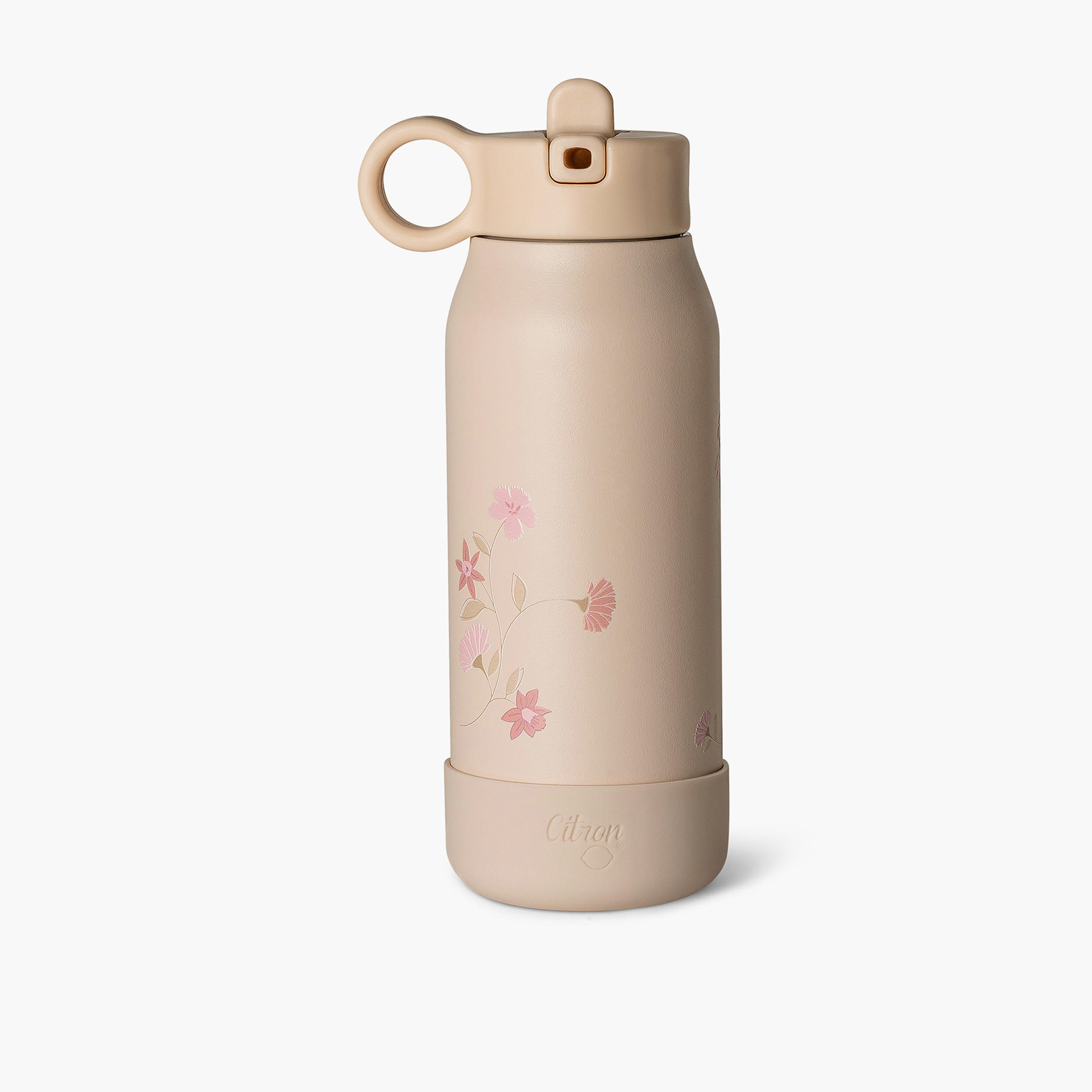 Citron Floral Stainless Steel Water Bottle with Straw – 250 ml-school-waterbottles-image-1