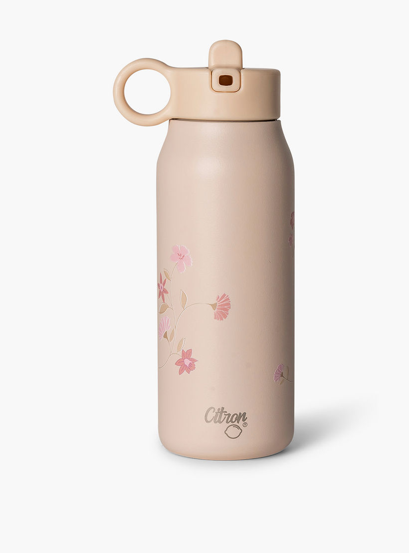 Citron Floral Stainless Steel Water Bottle with Straw – 250 ml-school-waterbottles-image-6