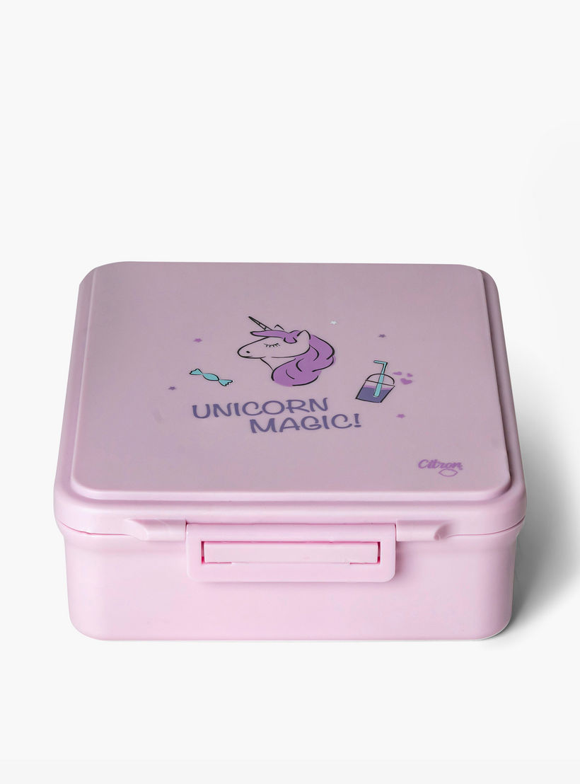 صندوق غداء مقسّم بغطاء بقفل مشبك وطبعات يونيكورن من سيترون - ضمان 6 أشهر-school-lunchessentials-lunchboxes-image-1
