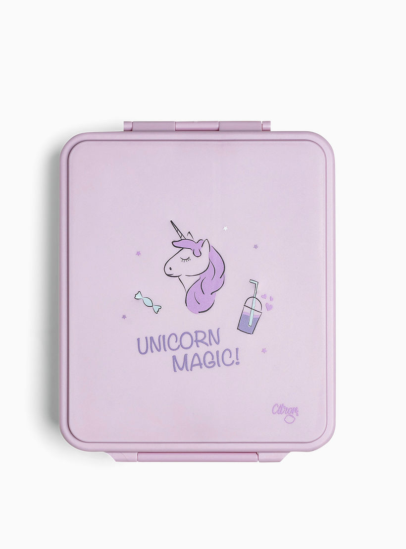صندوق غداء مقسّم بغطاء بقفل مشبك وطبعات يونيكورن من سيترون - ضمان 6 أشهر-school-lunchessentials-lunchboxes-image-3