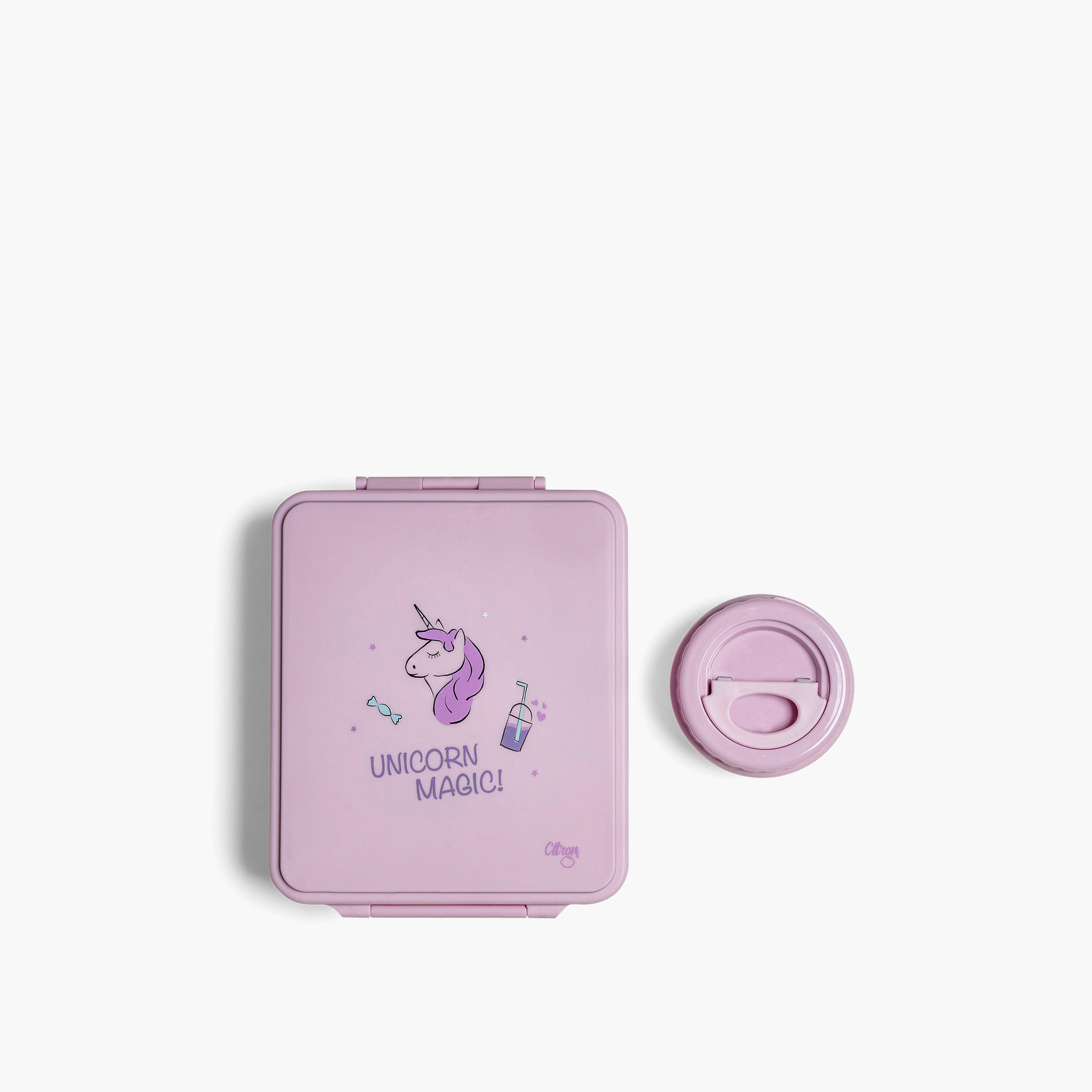صندوق غداء مقسّم بغطاء بقفل مشبك وطبعات يونيكورن من سيترون - ضمان 6 أشهر-school-lunchessentials-lunchboxes-image-5