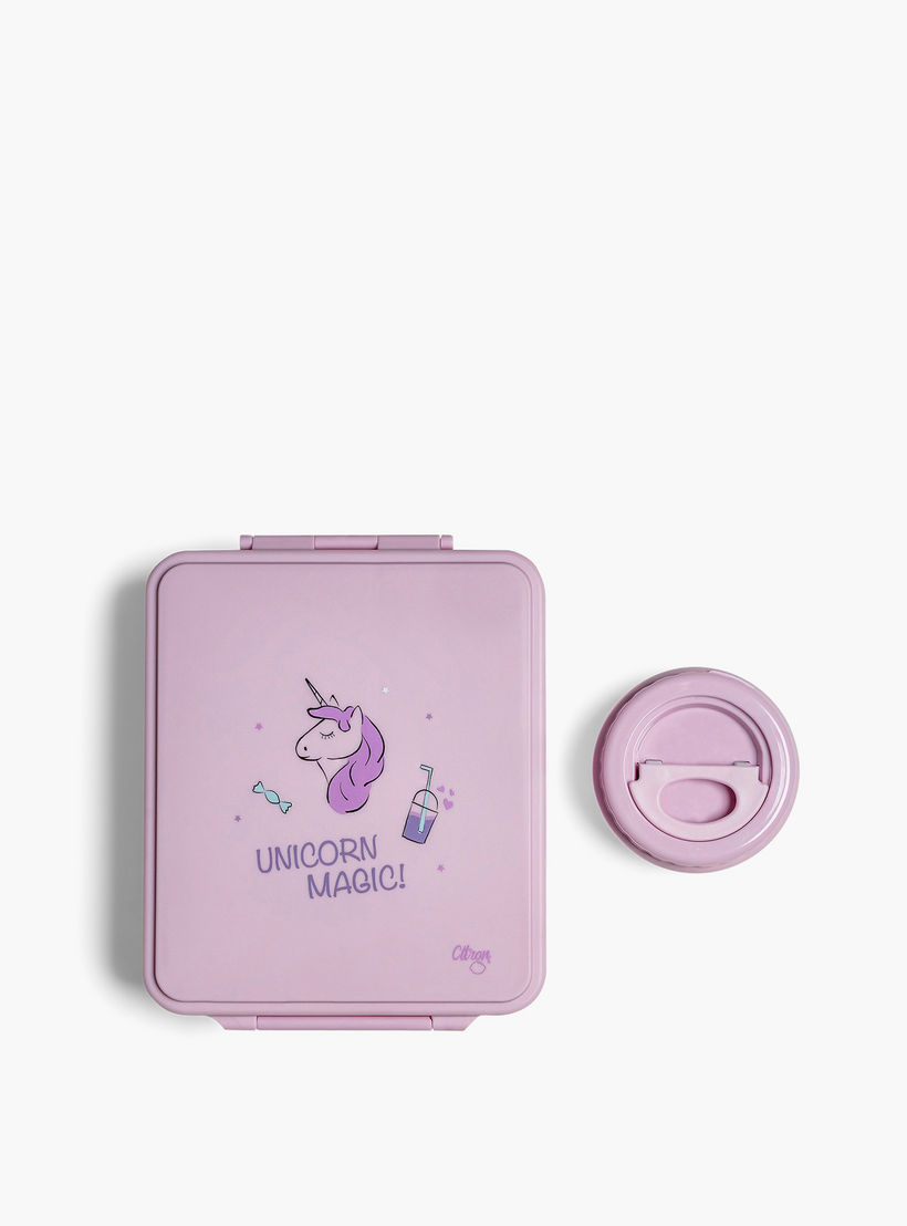 صندوق غداء مقسّم بغطاء بقفل مشبك وطبعات يونيكورن من سيترون - ضمان 6 أشهر-school-lunchessentials-lunchboxes-image-5