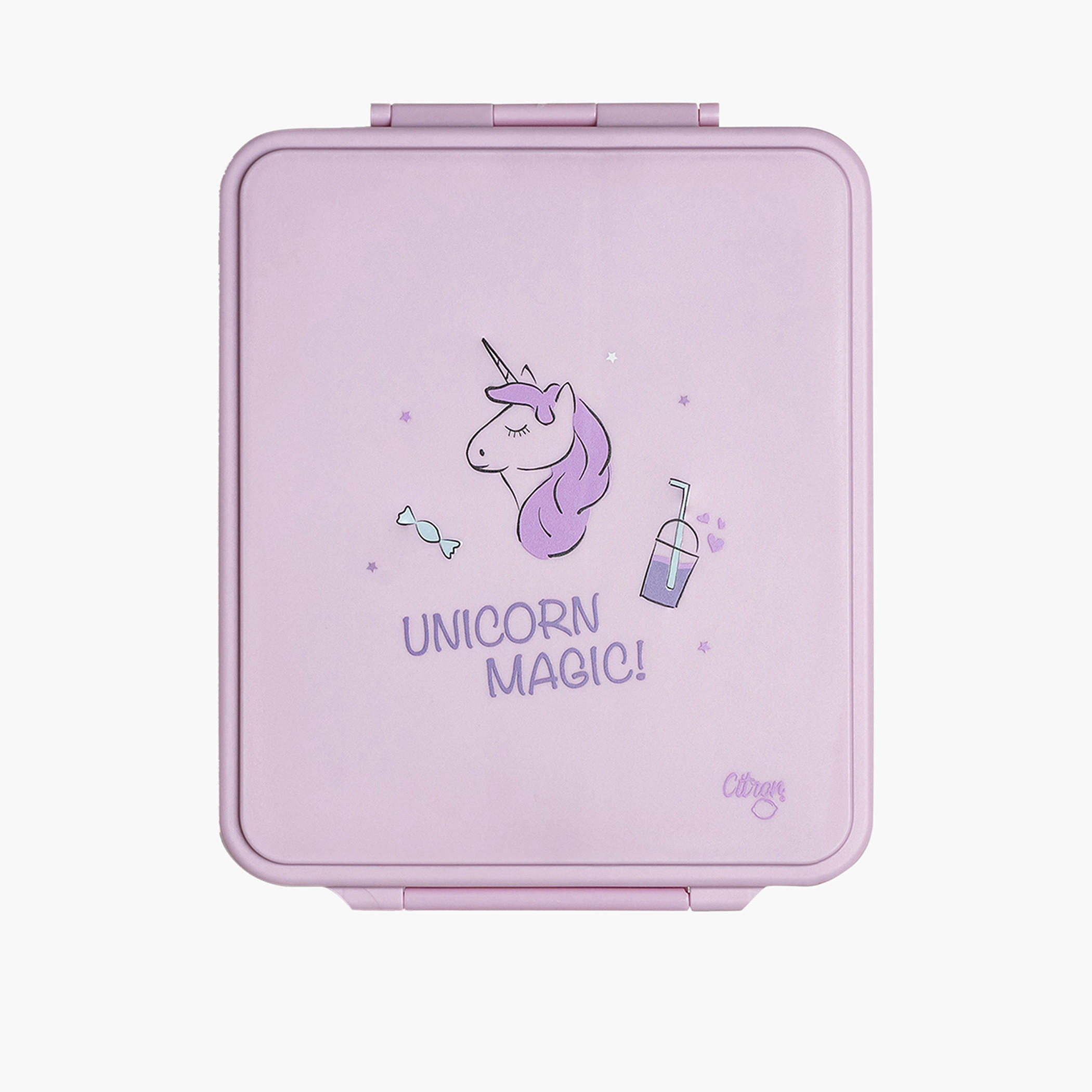 Citron Unicorn Print Sectioned Lunch Box with Clip Lock Lid6 -Month Warranty-school-lunchessentials-lunchboxes-image-1