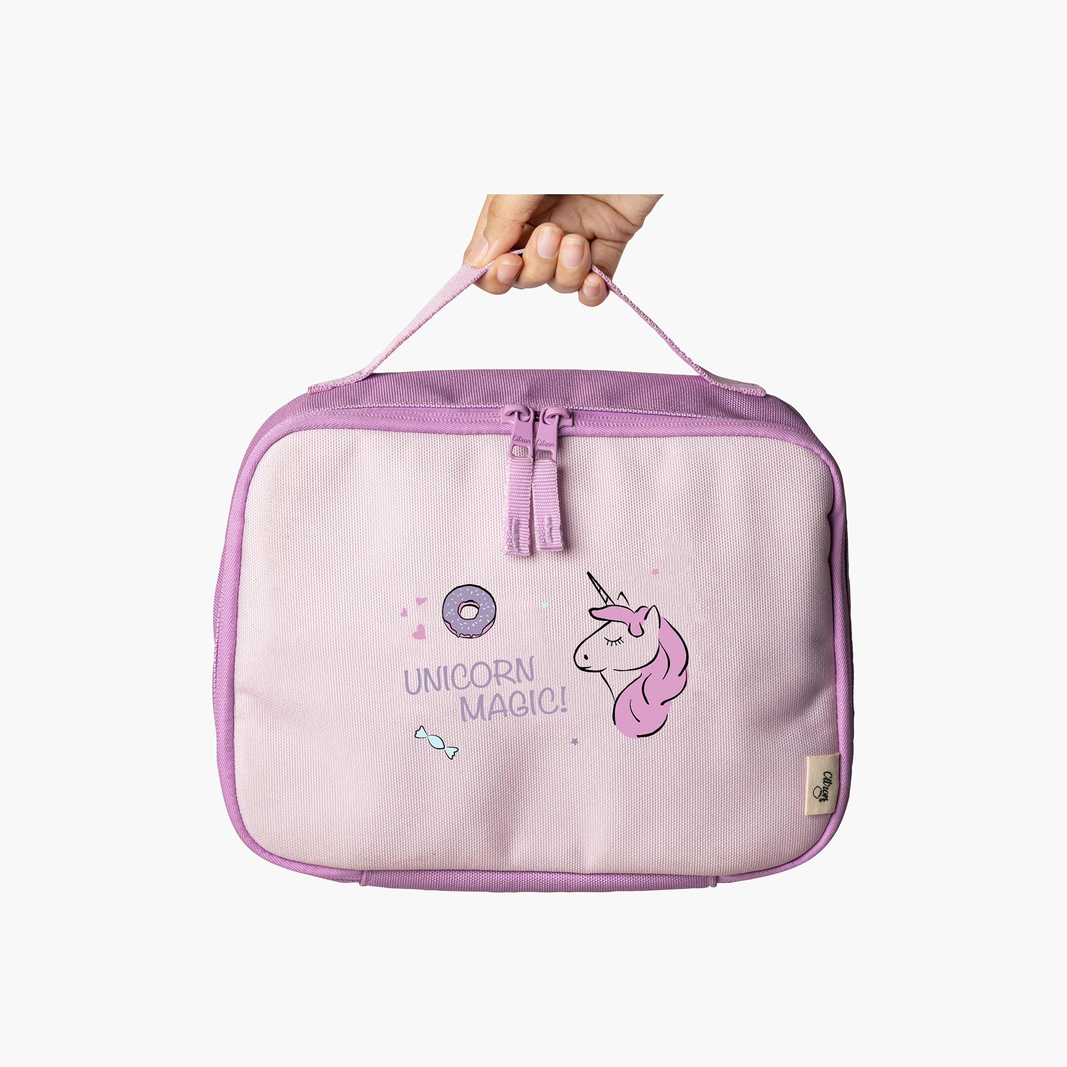 Citron Unicorn Print Lunch Bag with Zip Closure-school-lunchessentials-lunchbags-image-1