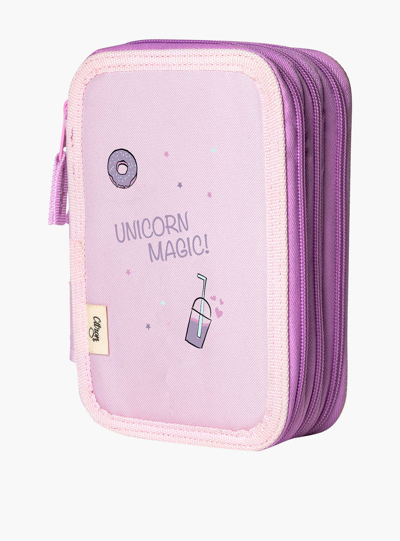 مقلمة بسحاب إغلاق وطبعات يونيكورن من سيترون-school-stationery-pencilcases-image-6