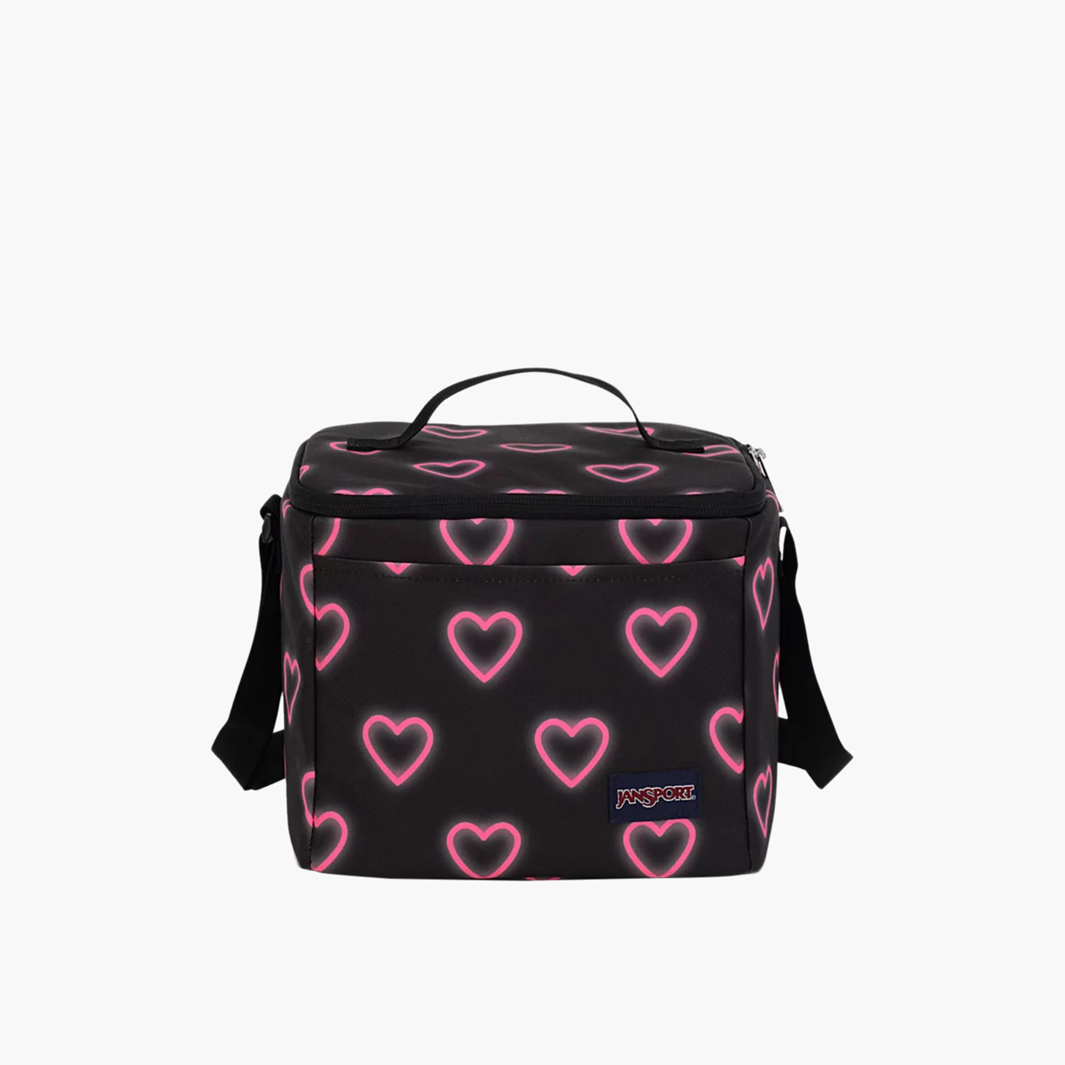 Jansport Heart Print Insulated Lunch Bag with Adjustable Strap and Zip Closure-school-lunchessentials-lunchbags-image-1