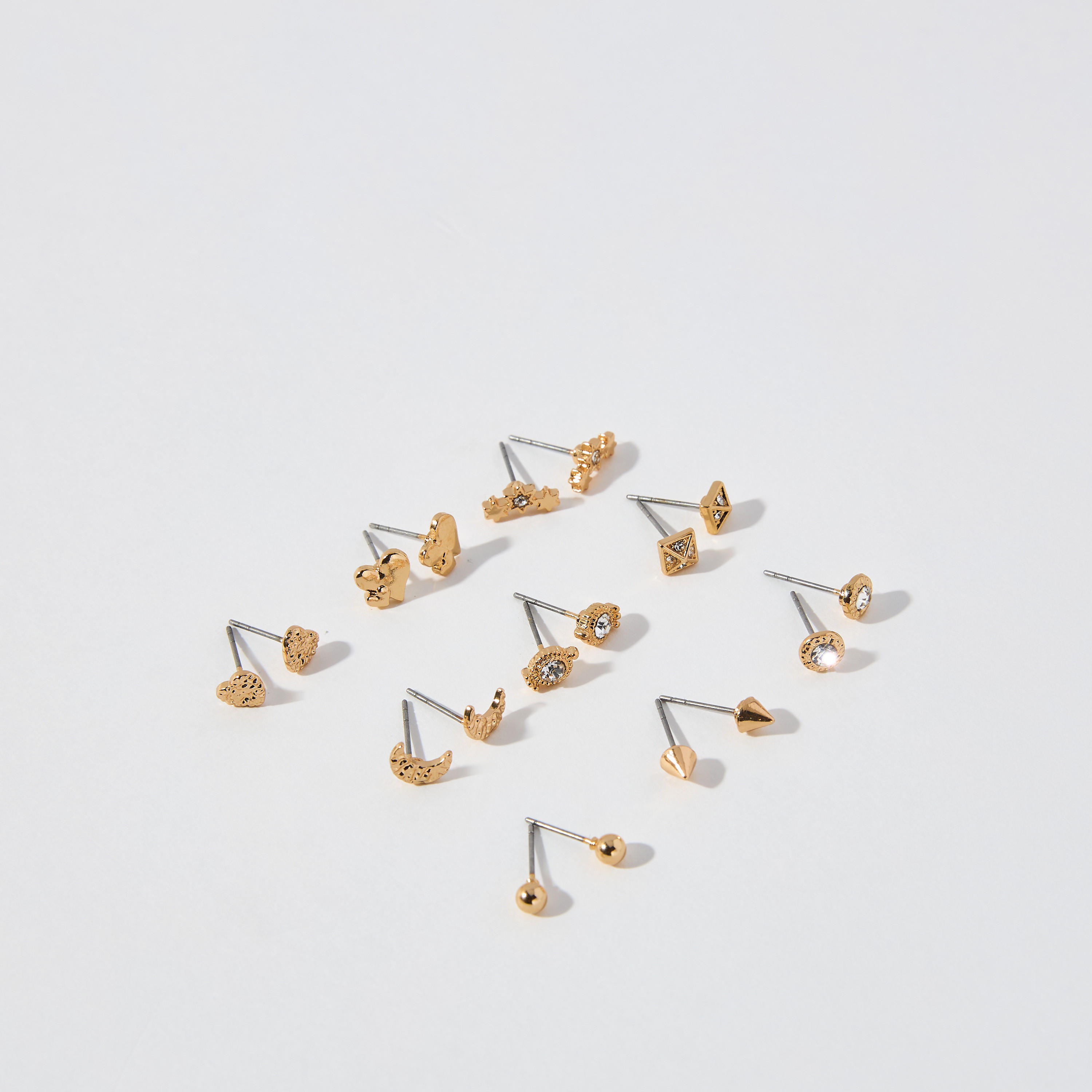 حلقان مرصّعة متنوعة بمكبس إغلاق خلفي - طقم 9 زوج-women-watchesandjewellery-jewellery-earrings-image-2