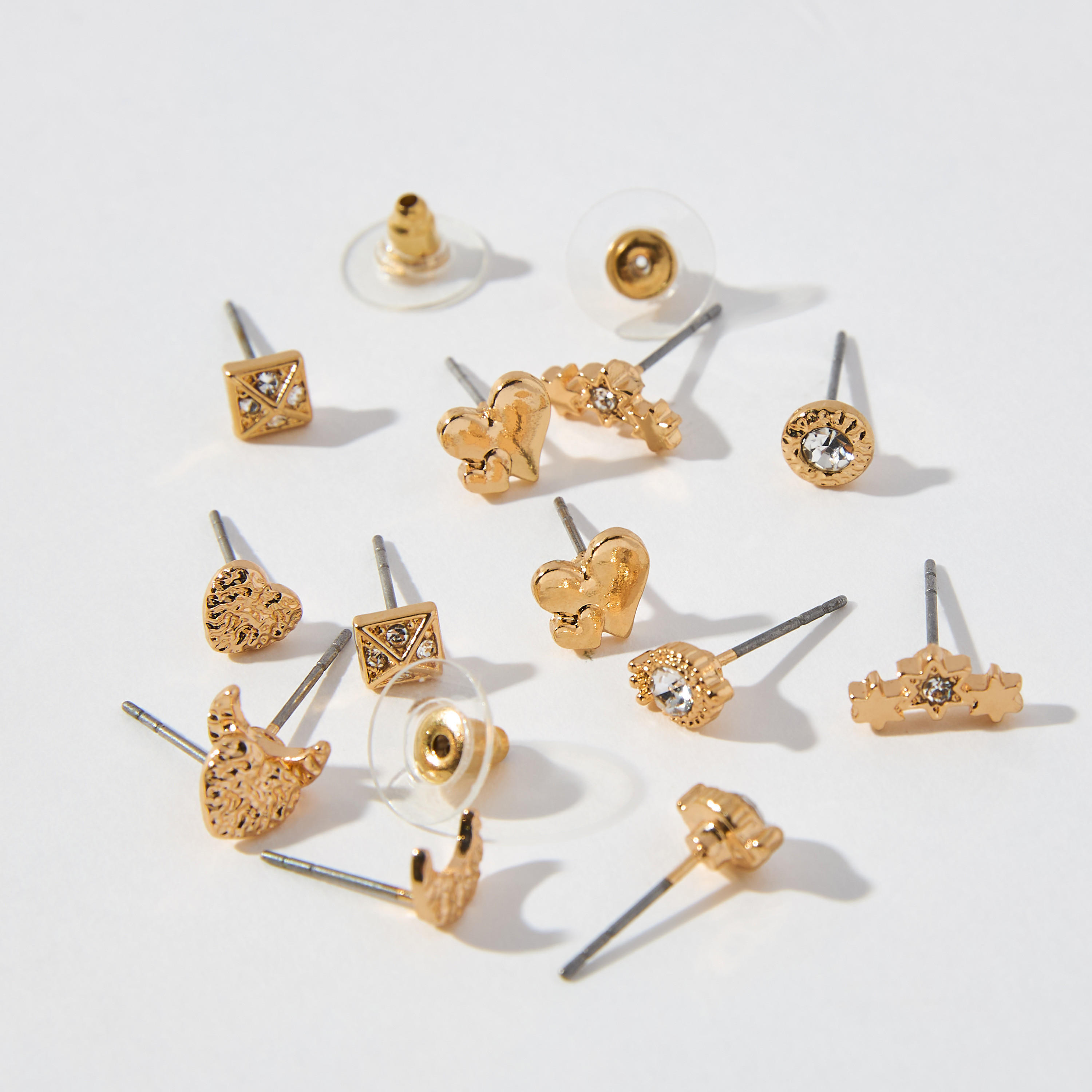 حلقان مرصّعة متنوعة بمكبس إغلاق خلفي - طقم 9 زوج-women-watchesandjewellery-jewellery-earrings-image-3