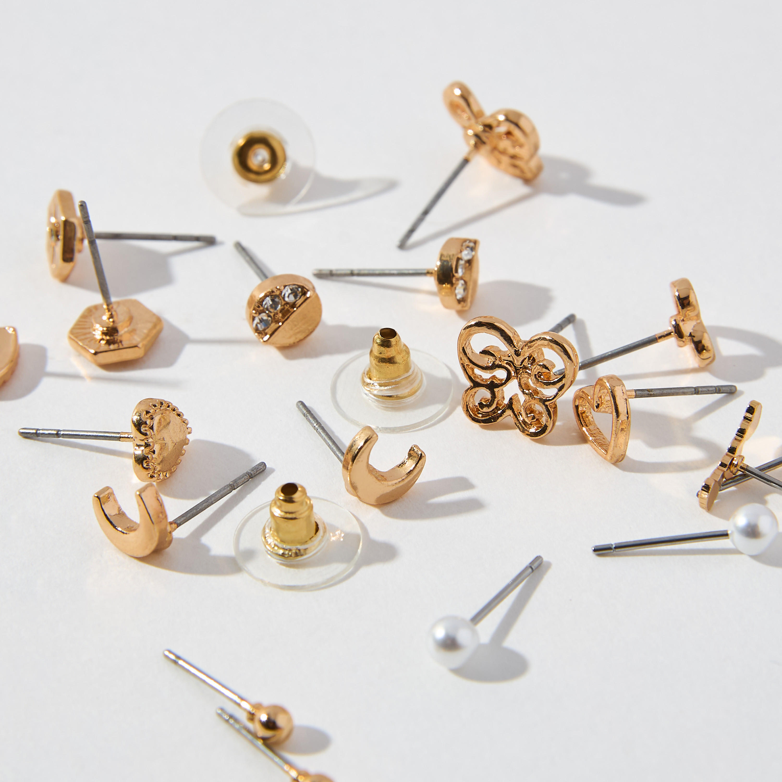 حلقان مرصّعة متنوعة بمكبس إغلاق خلفي - طقم 9 زوج-women-watchesandjewellery-jewellery-earrings-image-3