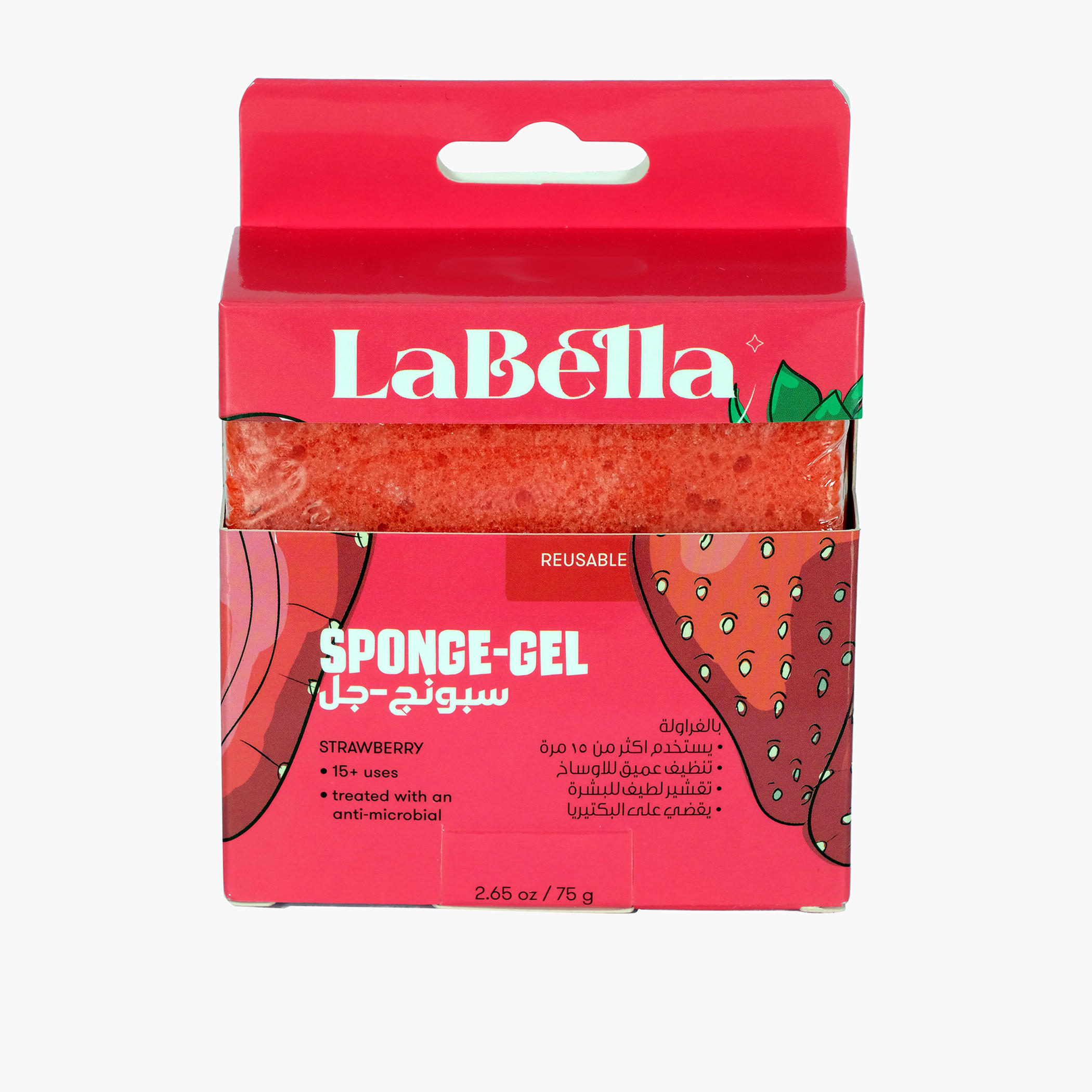 Labella Reusable Strawberry Sponge Gel - 75 gms-beautyandpersonalcare-bathandbody-bathandshower-soaps-image-1