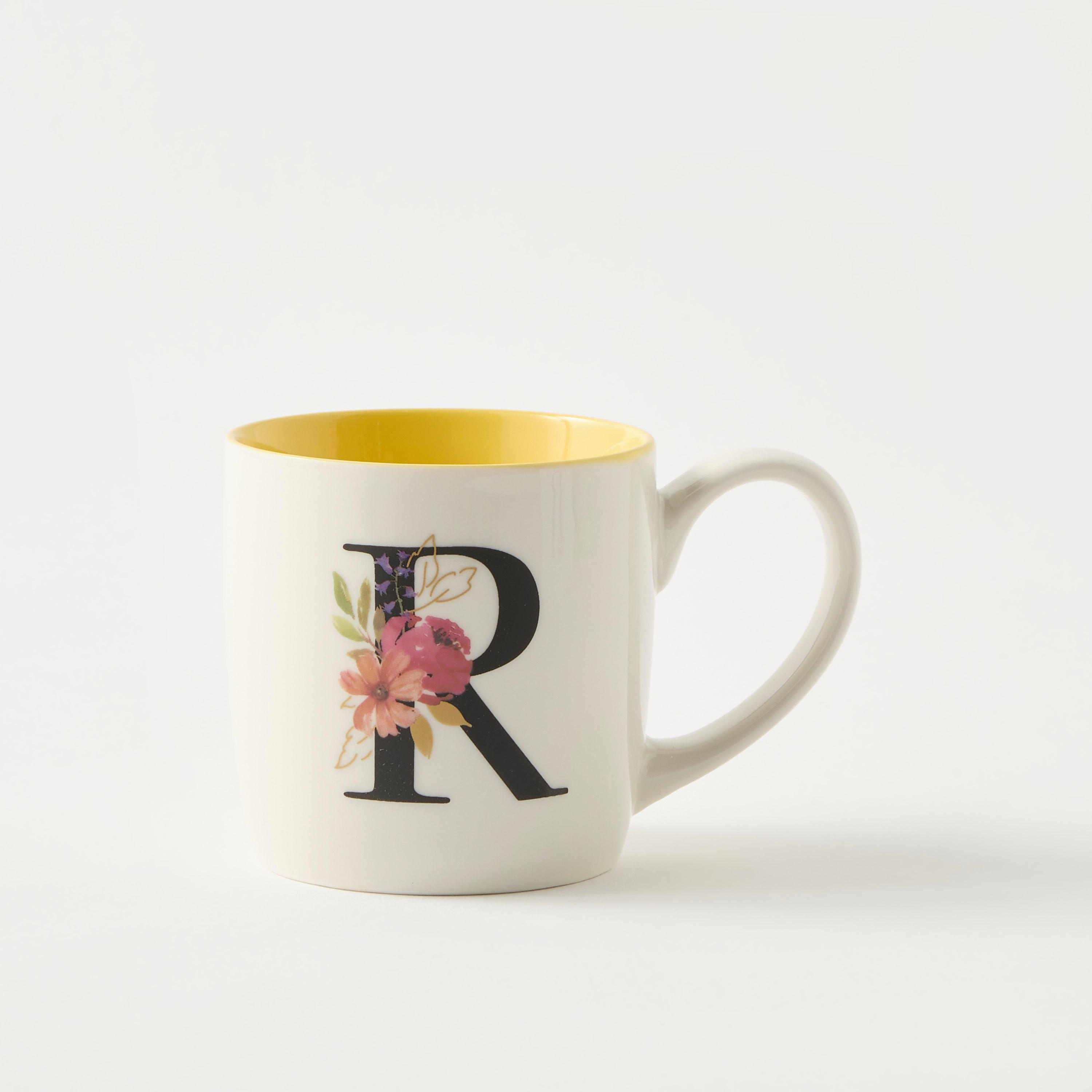 Floral Print Ceramic Mug with Initial A - 260 ml-household-dining-teaandcoffee-mugsandcups-image-1