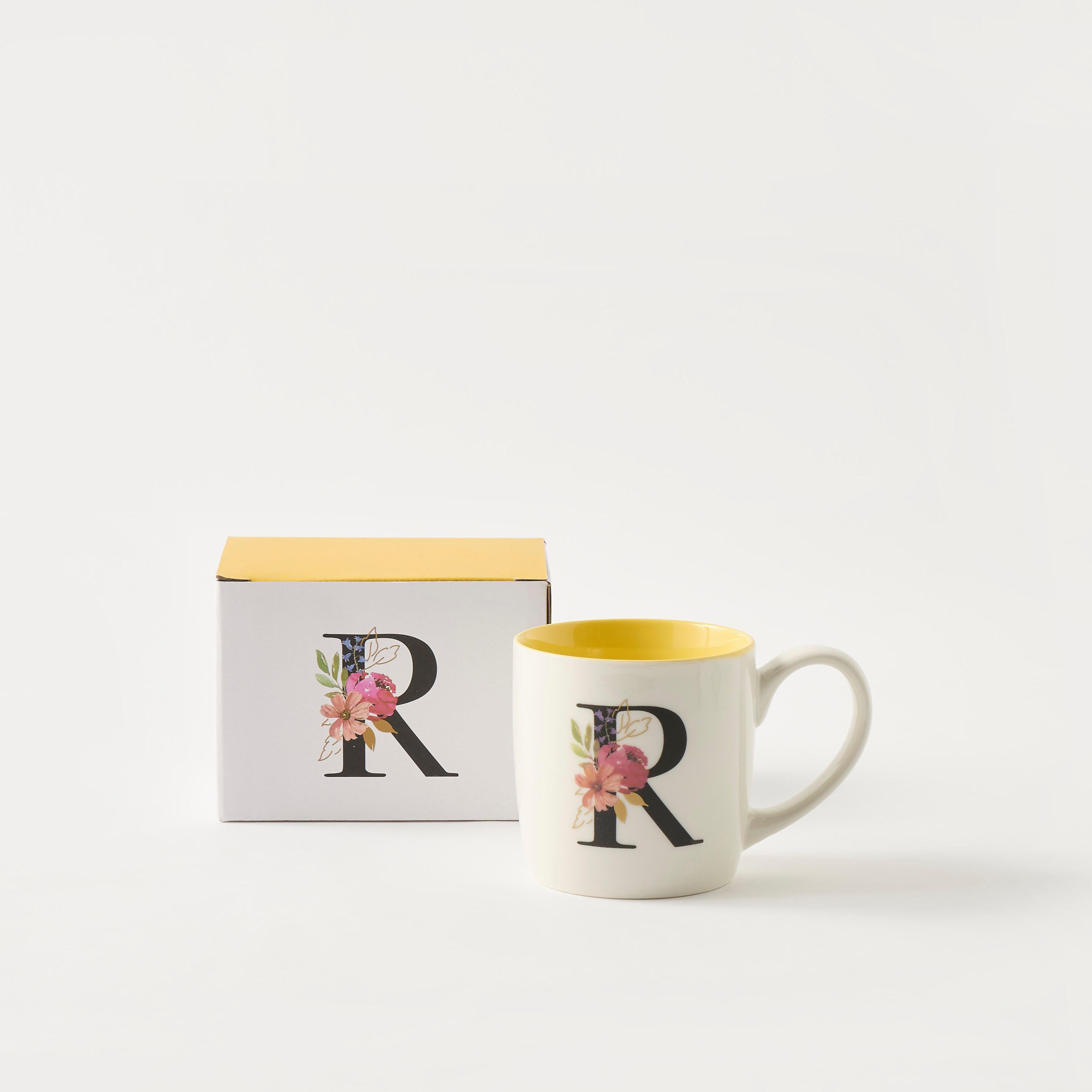 Floral Print Ceramic Mug with Initial A - 260 ml-household-dining-teaandcoffee-mugsandcups-image-2