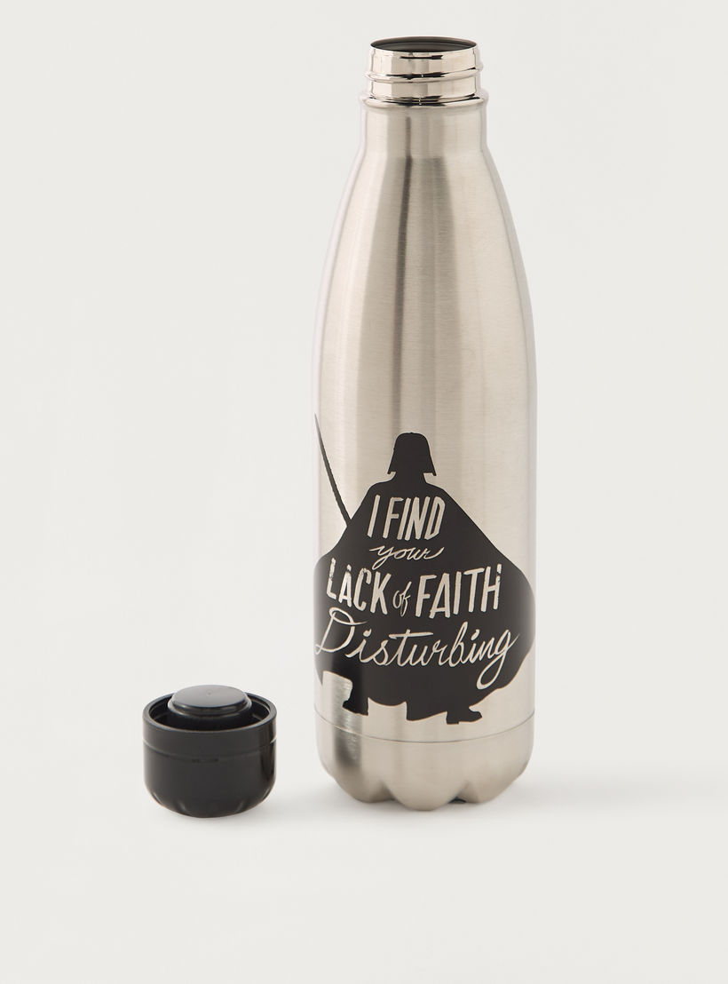 Slogan Print Stainless Steel Water Bottle with Screw Lid-school-waterbottles-image-2
