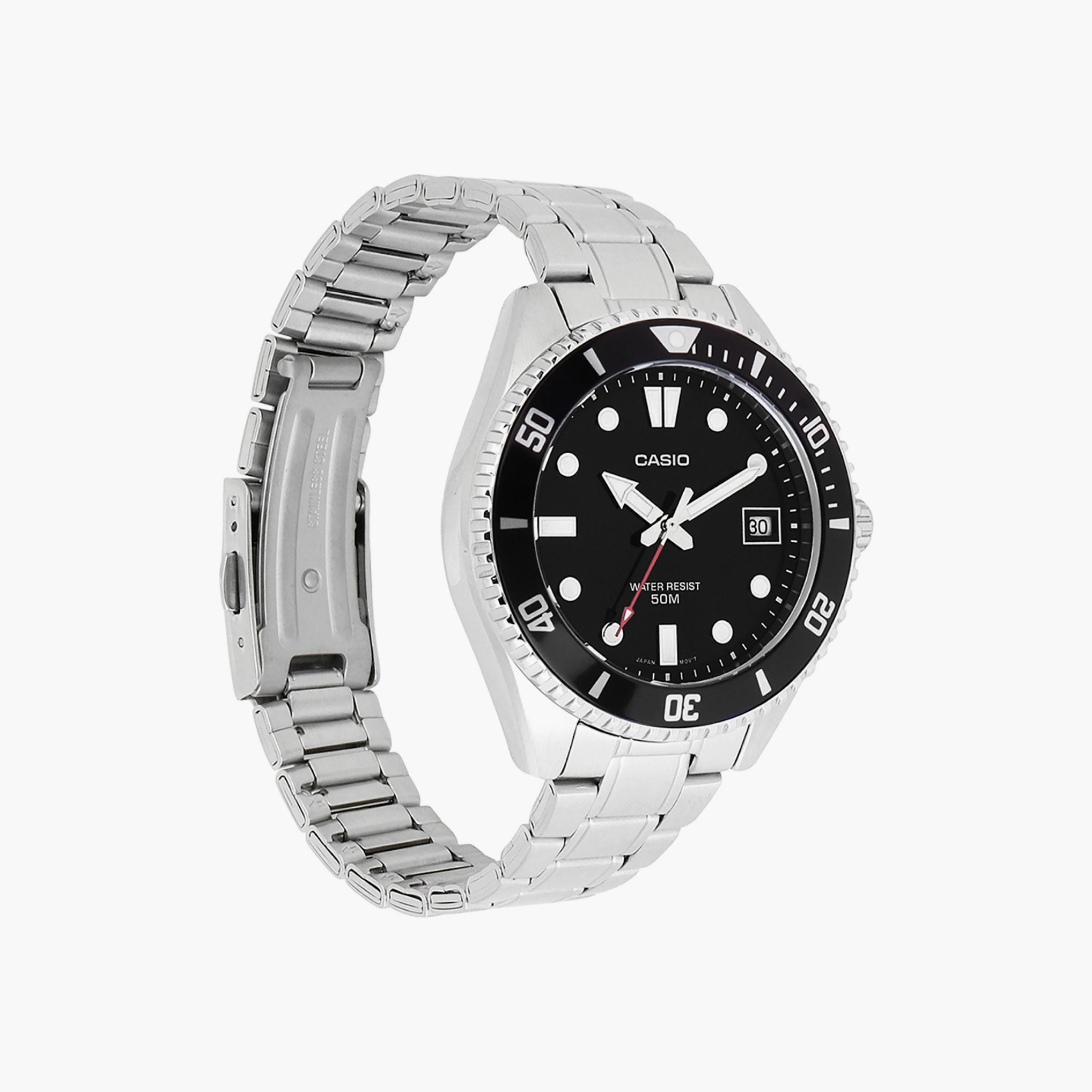 ساعة أنالوج فضية بسوار ستانلس ستيل من كاسيو للرجال | MDV-10D-1A1VDF-men-watchesandjewellery-watches-image-2