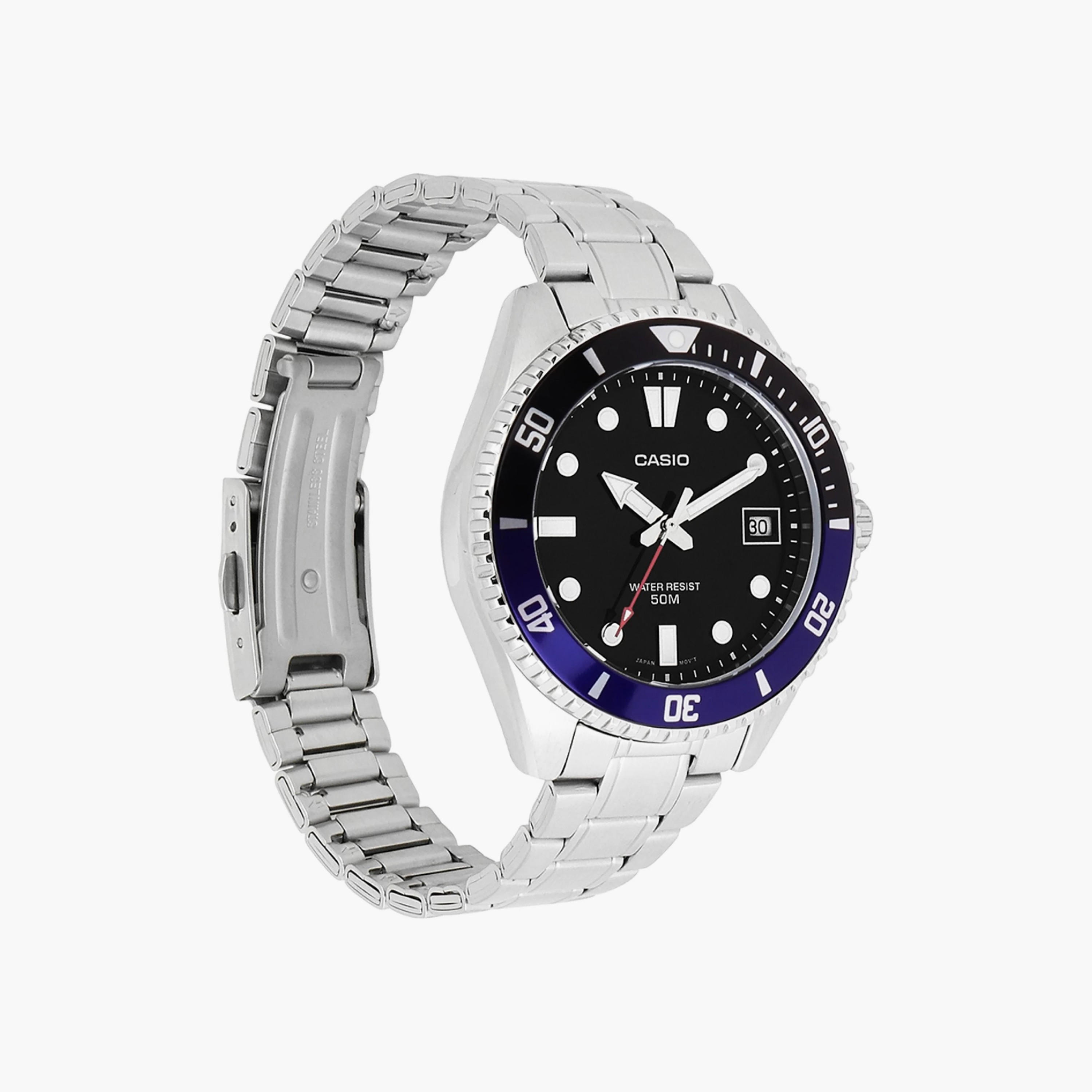 Casio Men's Silver Analog Stainless Steel Strap Watch | MDV-10D-1A2VDF | 39 MM-men-watchesandjewellery-watches-image-2