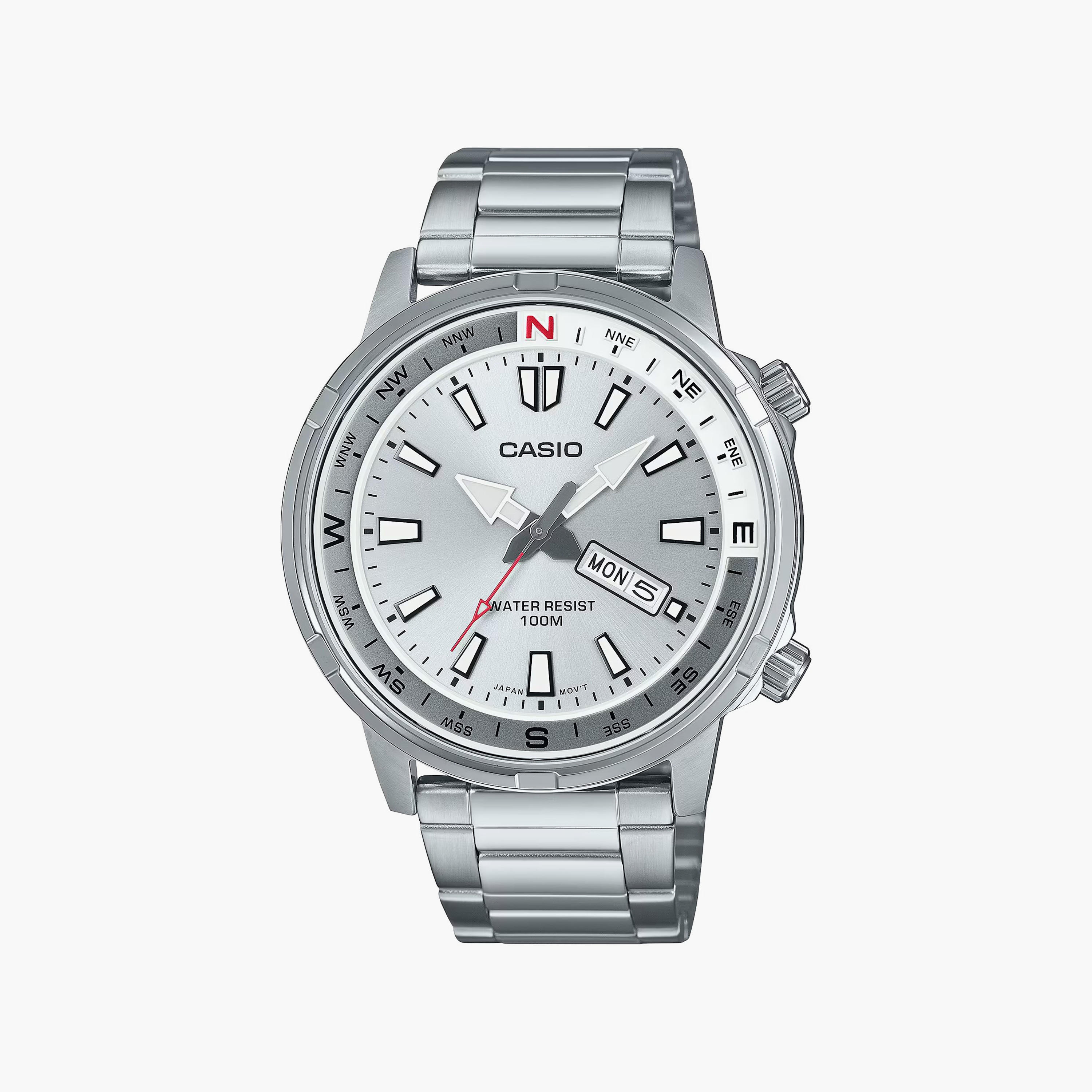Casio Men's Silver Analog Stainless Steel Strap Watch | MTD-130D-7AVDF | 43 MM-men-watchesandjewellery-watches-image-1