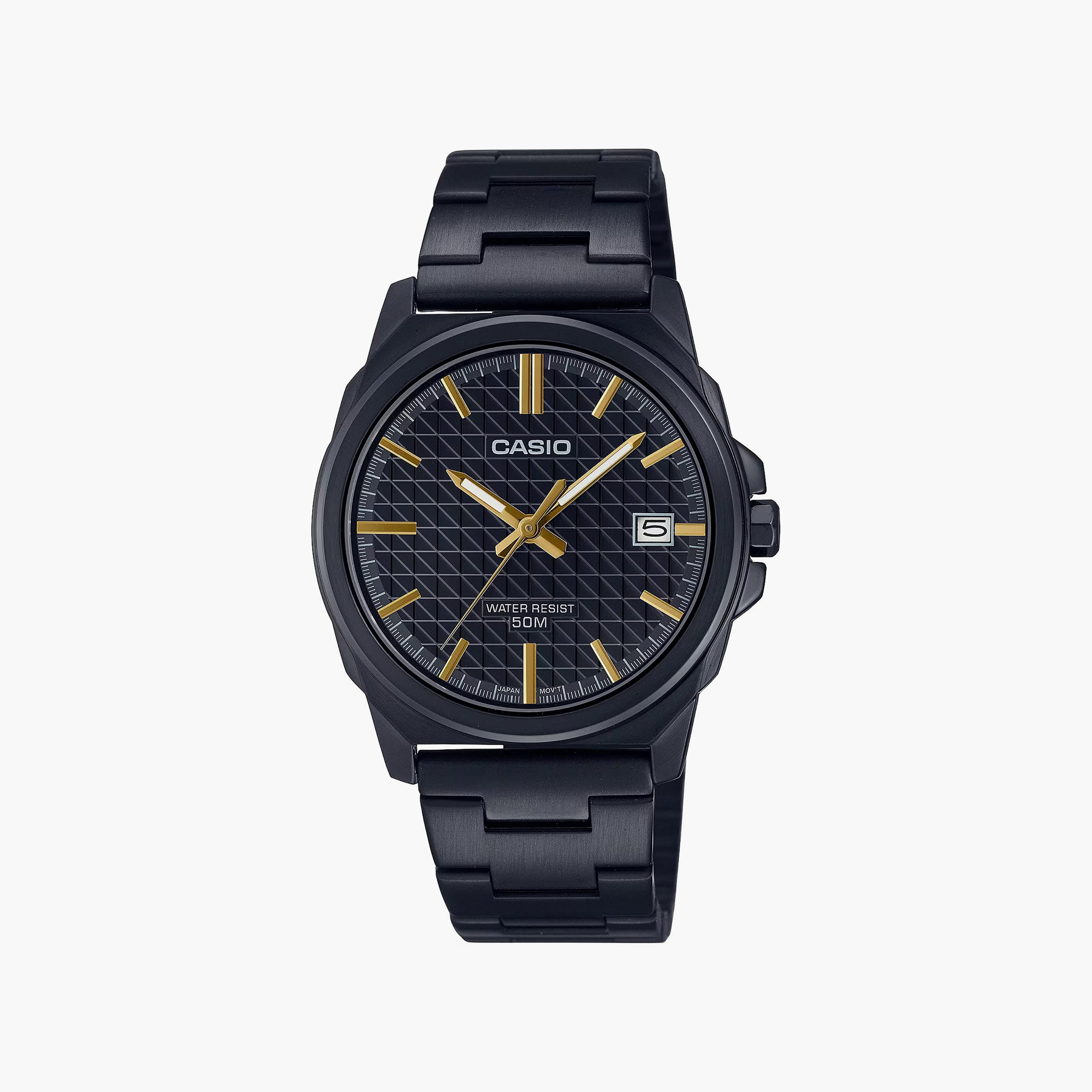 Casio Men's Black Analog Stainless Steel Strap Watch | MTP-E720B-1AVDF | 38 MM-men-watchesandjewellery-watches-image-1