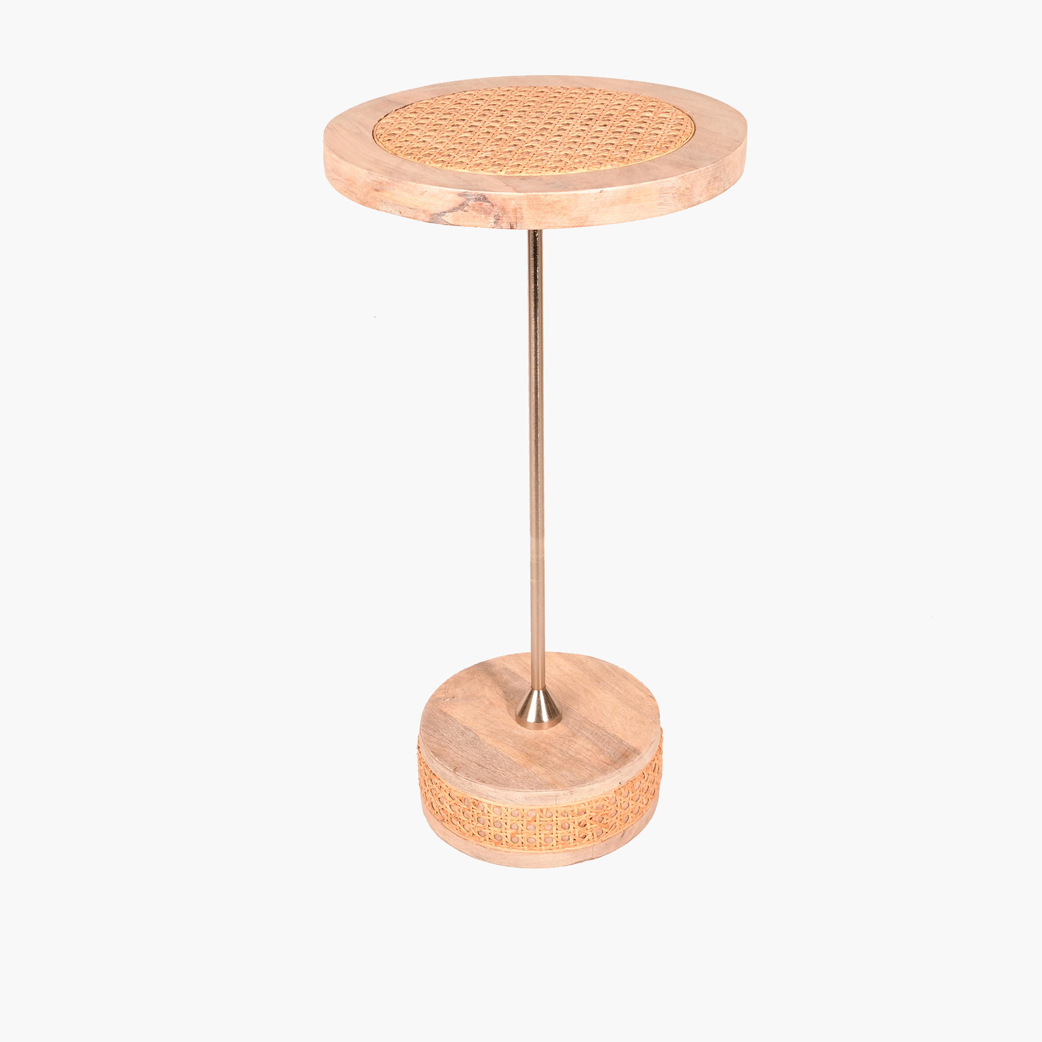 Home Carving Wooden Decorative Pedestal Stool with Cane Detail-furniture-livingroom-sideandendtables-image-1