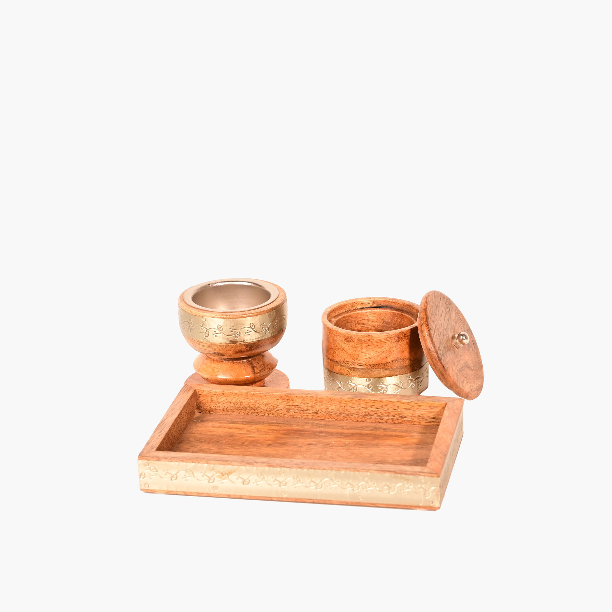 Home Carving 3-Piece Wooden Decorative Candleholder Set-household-decor-candleholdersandlanterns-image-3